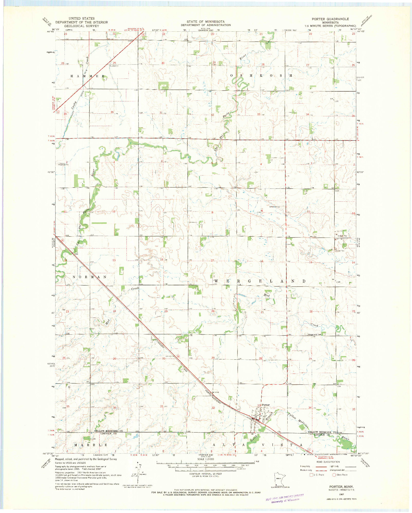 USGS 1:24000-SCALE QUADRANGLE FOR PORTER, MN 1967