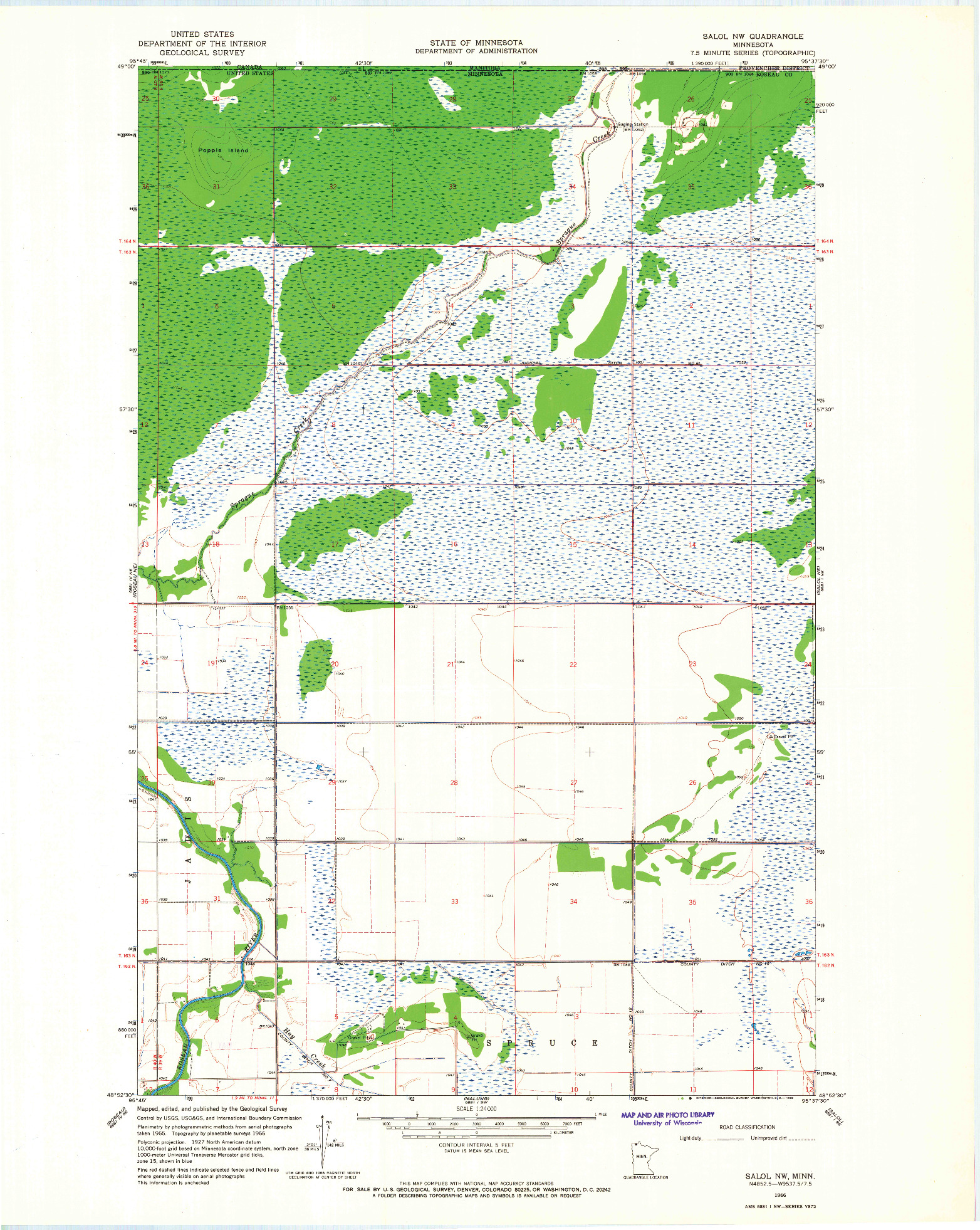 USGS 1:24000-SCALE QUADRANGLE FOR SALOL NW, MN 1966