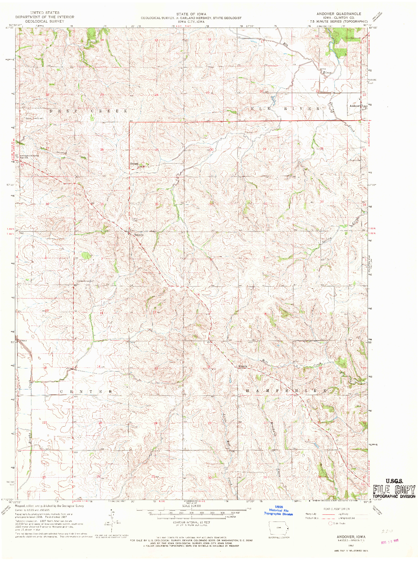 USGS 1:24000-SCALE QUADRANGLE FOR ANDOVER, IA 1967