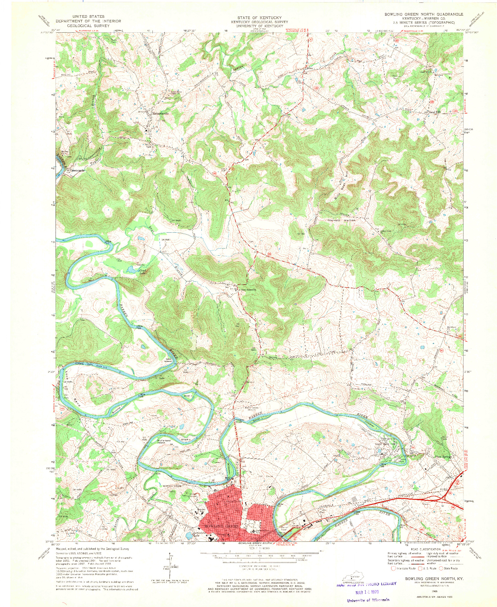 USGS 1:24000-SCALE QUADRANGLE FOR BOWLING GREEN NORTH, KY 1968