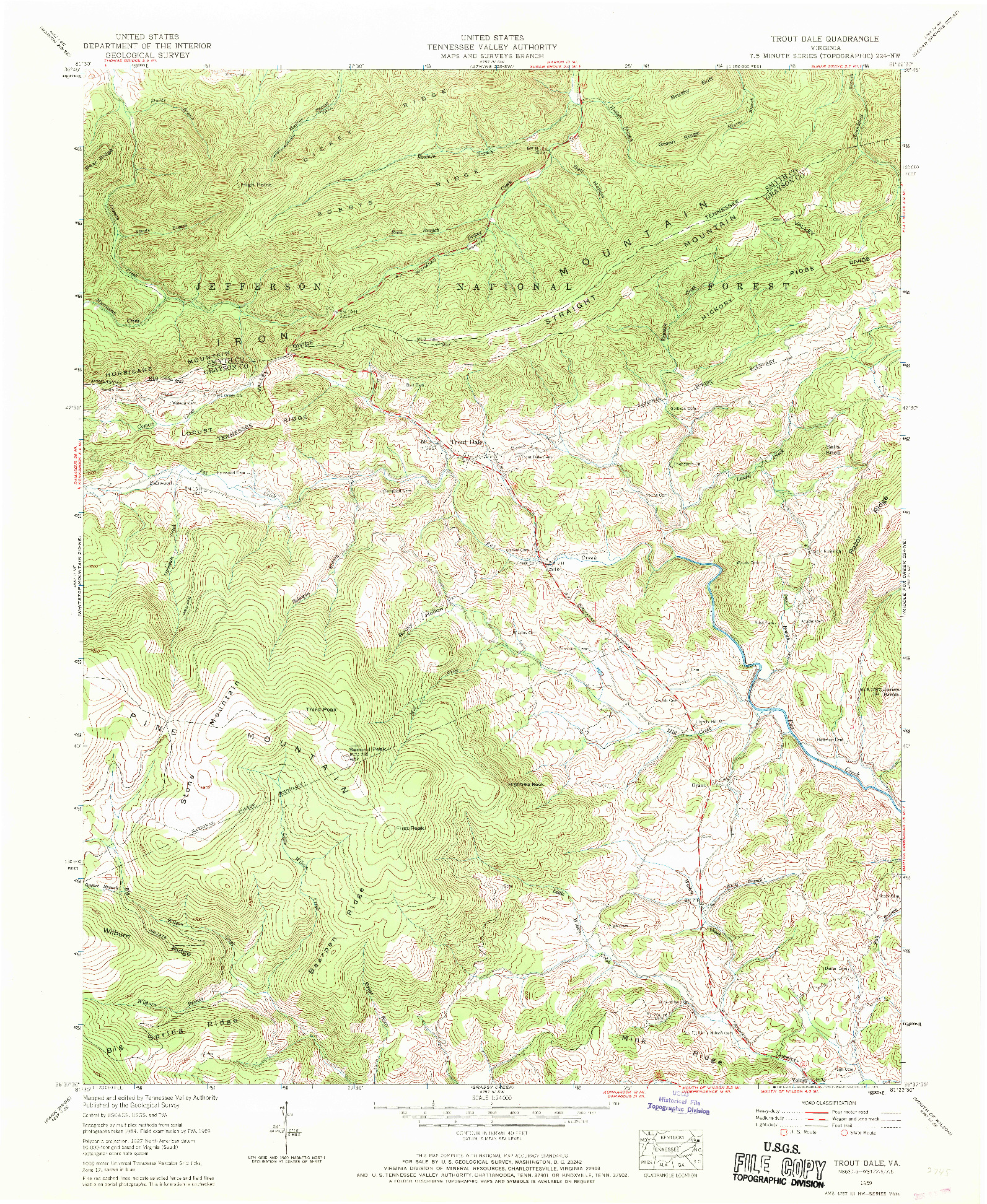 USGS 1:24000-SCALE QUADRANGLE FOR TROUT DALE, VA 1959