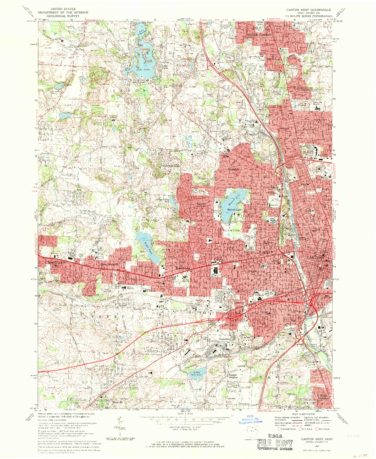 USGS 1:24000-SCALE QUADRANGLE FOR CANTON WEST, OH 1967