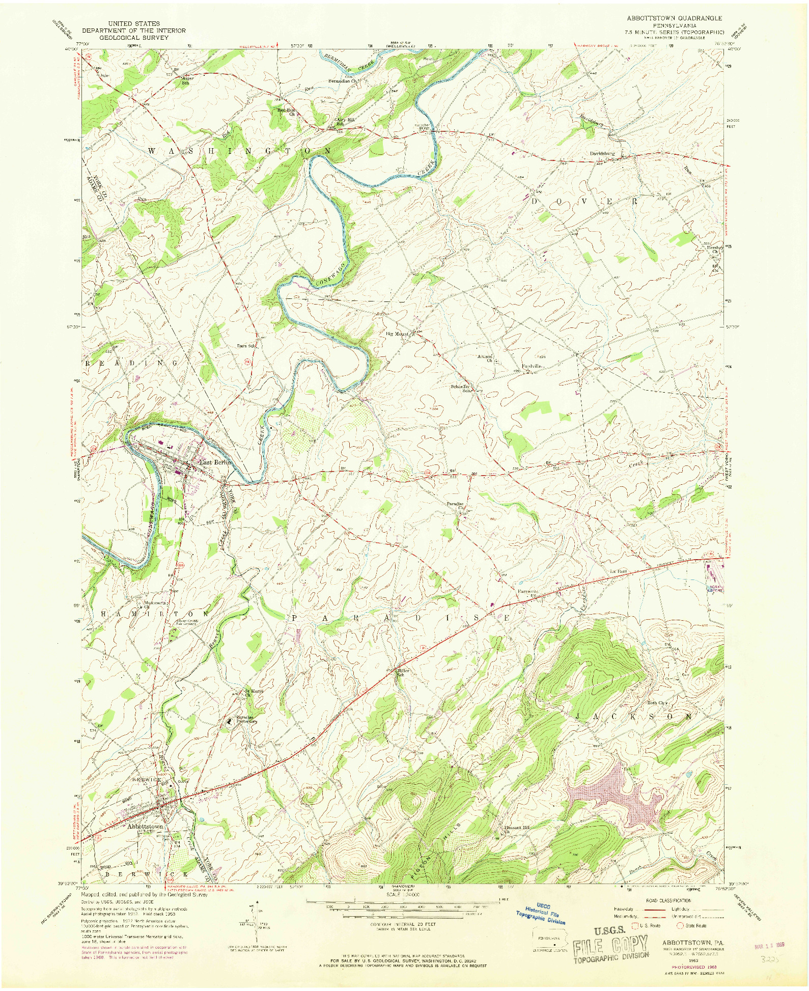 USGS 1:24000-SCALE QUADRANGLE FOR ABBOTTSTOWN, PA 1953