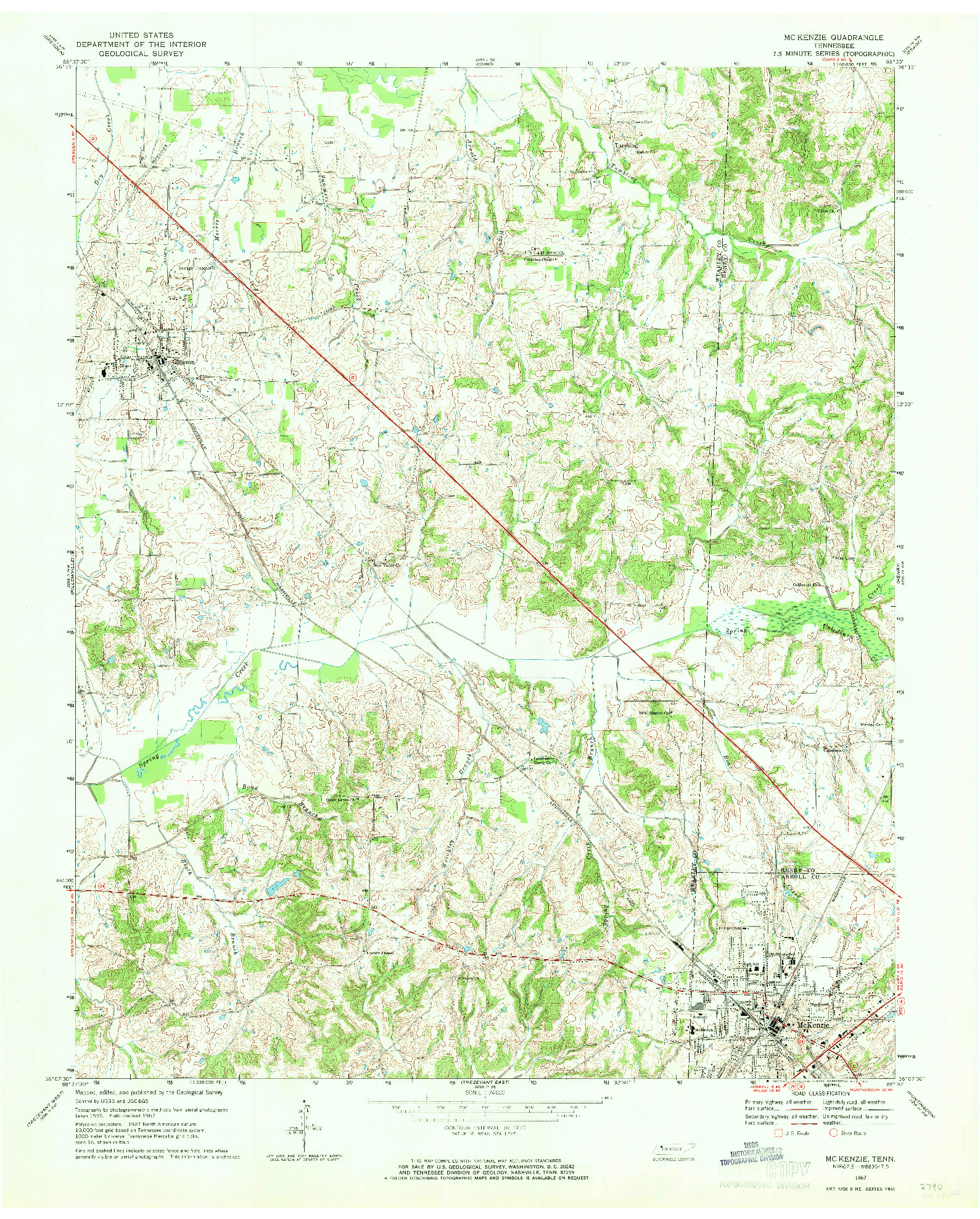 USGS 1:24000-SCALE QUADRANGLE FOR MC KENZIE, TN 1967