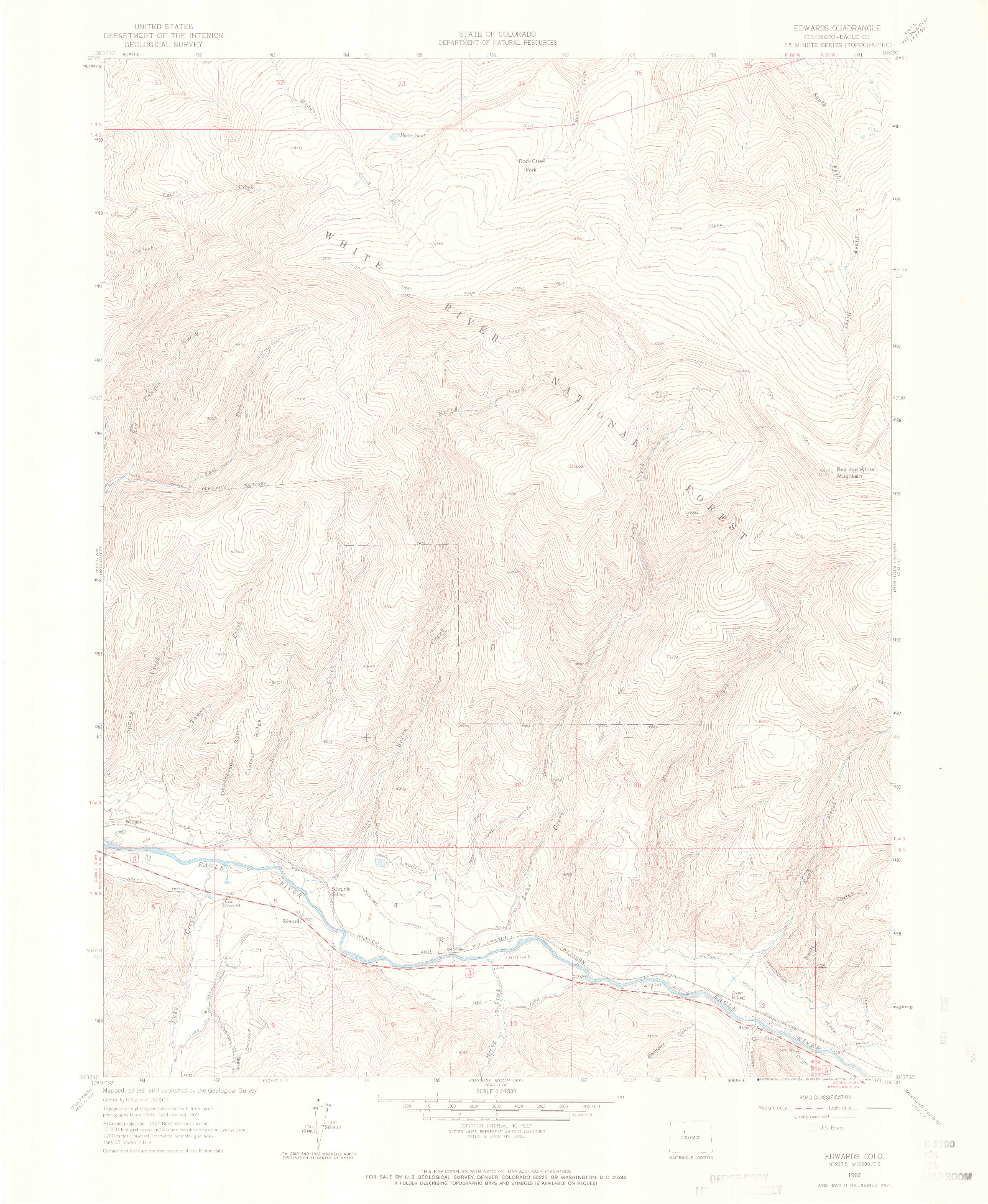 USGS 1:24000-SCALE QUADRANGLE FOR EDWARDS, CO 1962