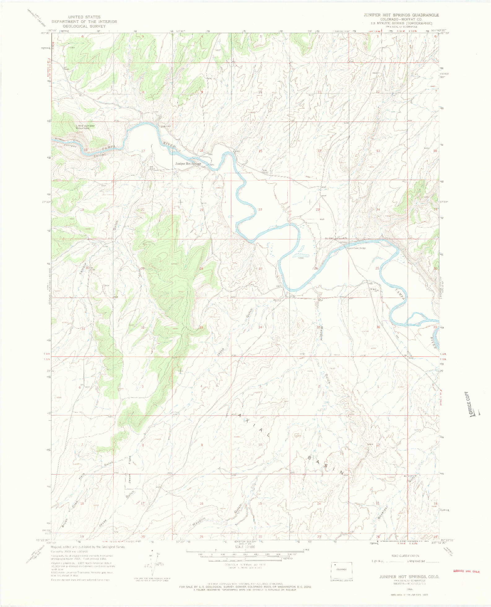 USGS 1:24000-SCALE QUADRANGLE FOR JUNIPER HOT SPRINGS, CO 1966