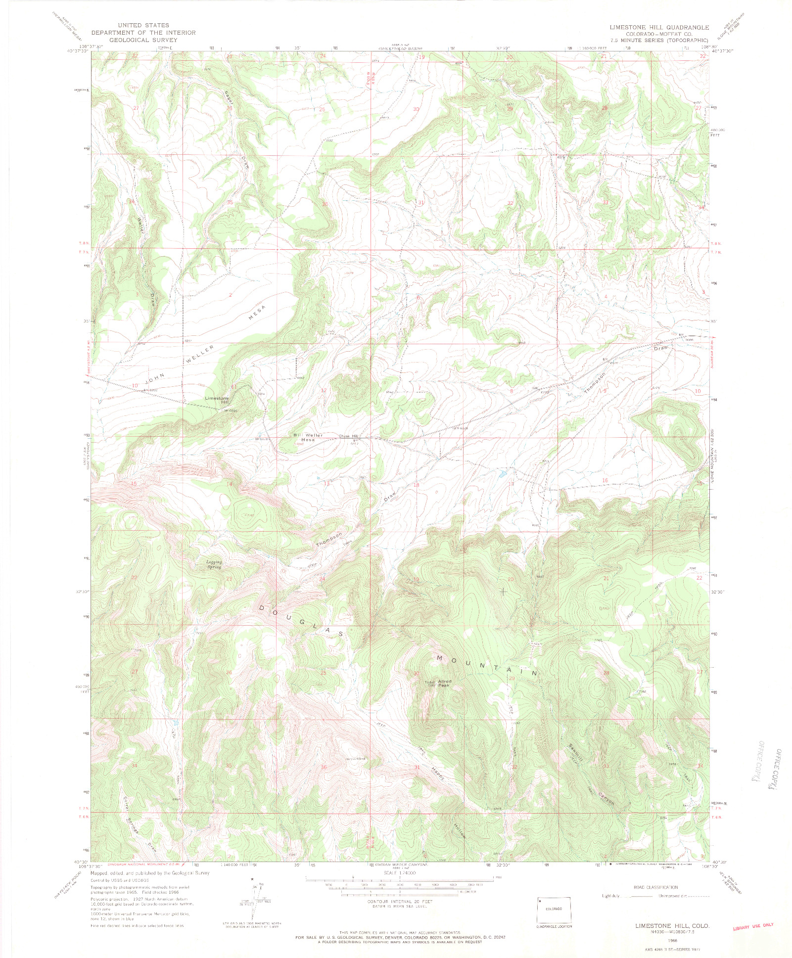 USGS 1:24000-SCALE QUADRANGLE FOR LIMESTONE HILL, CO 1966