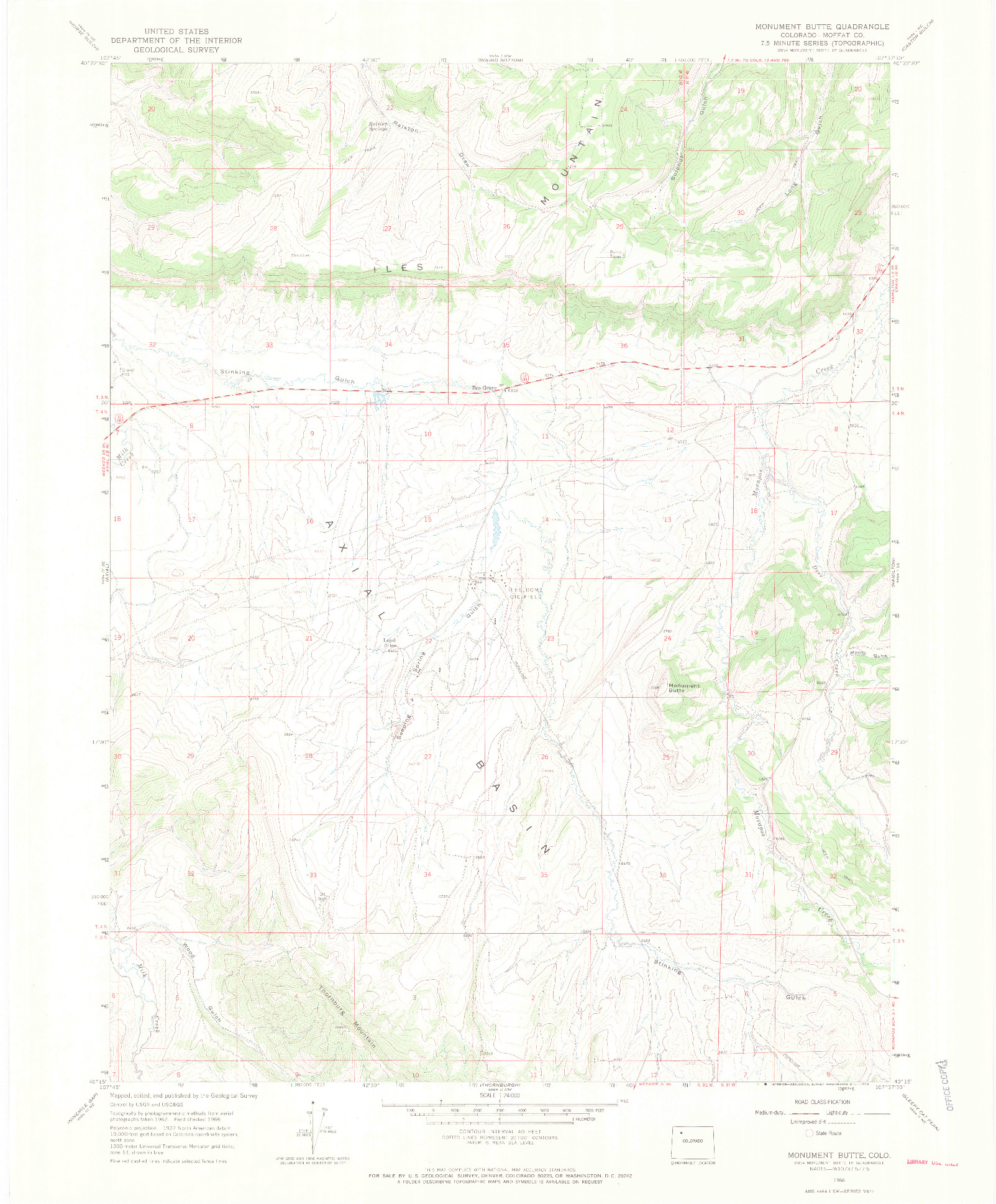 USGS 1:24000-SCALE QUADRANGLE FOR MONUMENT BUTTE, CO 1966