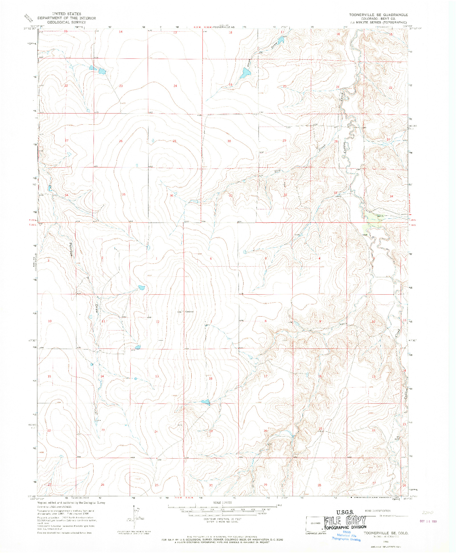 USGS 1:24000-SCALE QUADRANGLE FOR TOONERVILLE SE, CO 1966