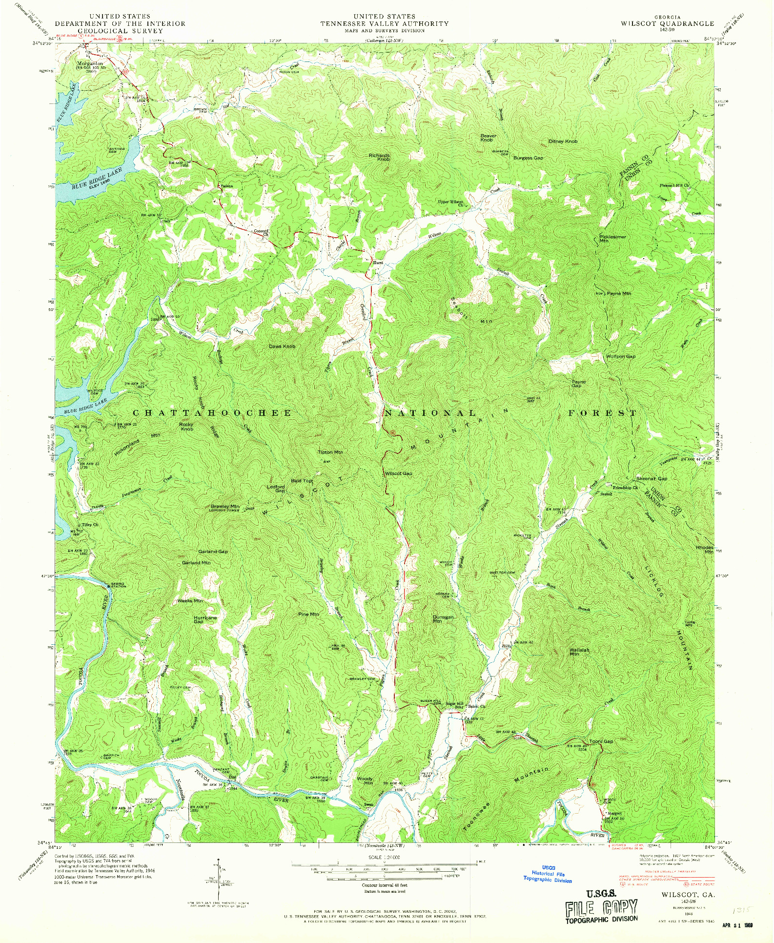 USGS 1:24000-SCALE QUADRANGLE FOR WILSCOT, GA 1946