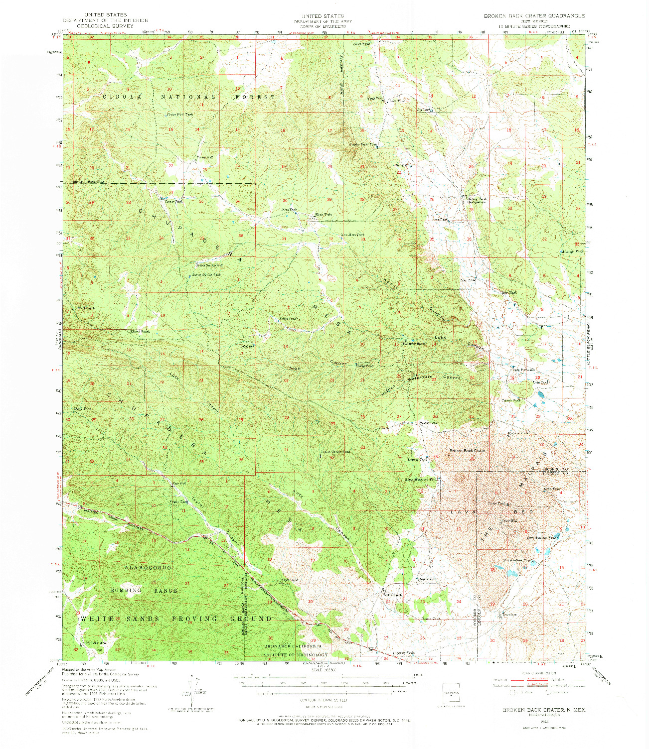 USGS 1:62500-SCALE QUADRANGLE FOR BROKEN BACK CRATER, NM 1948