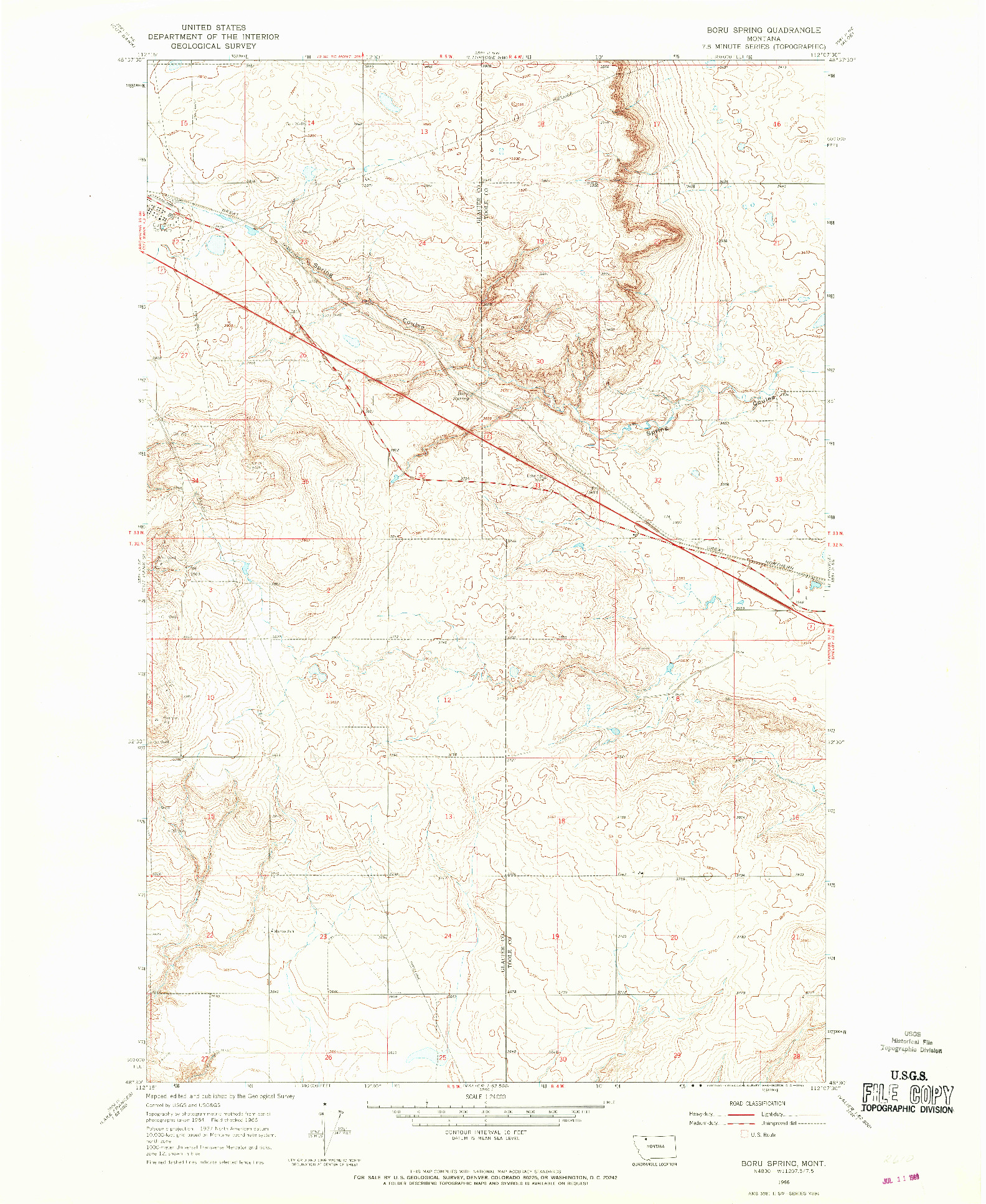 USGS 1:24000-SCALE QUADRANGLE FOR BORU SPRING, MT 1966