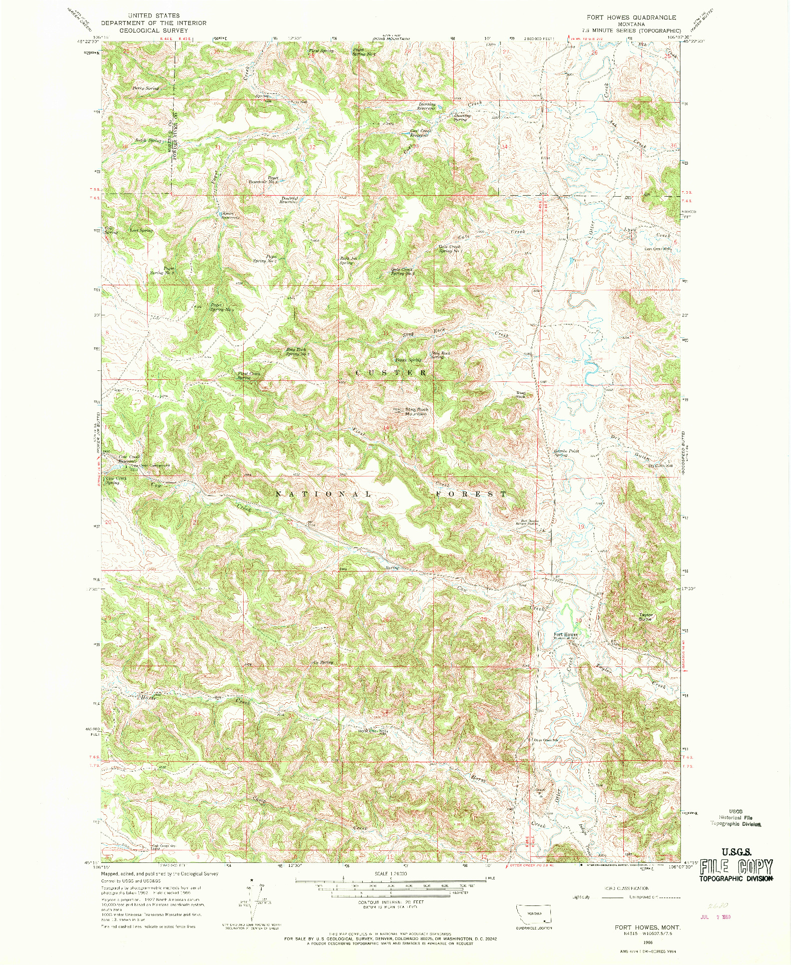 USGS 1:24000-SCALE QUADRANGLE FOR FORT HOWES, MT 1966