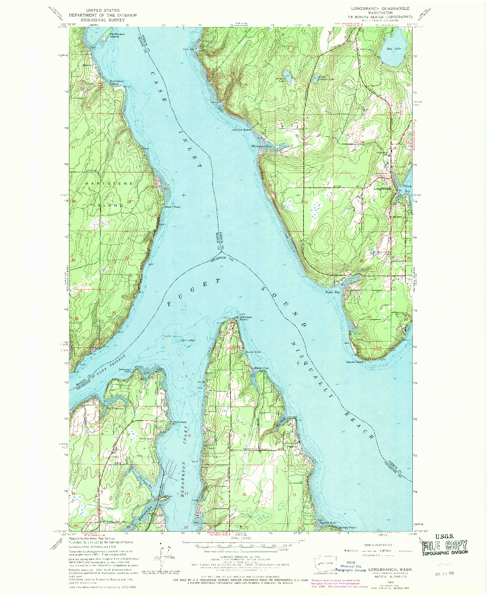 USGS 1:24000-SCALE QUADRANGLE FOR LONGBRANCH, WA 1959