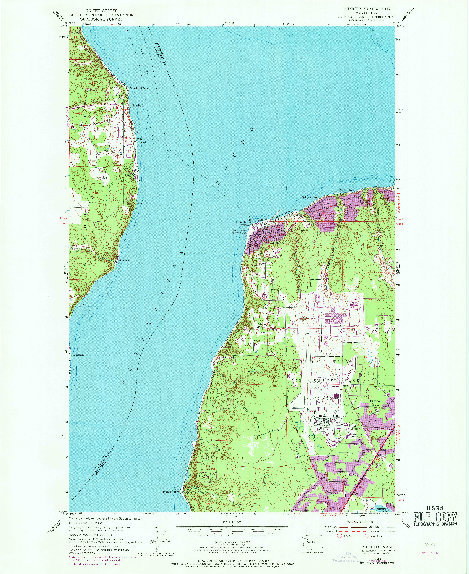 USGS 1:24000-SCALE QUADRANGLE FOR MUKILTEO, WA 1953