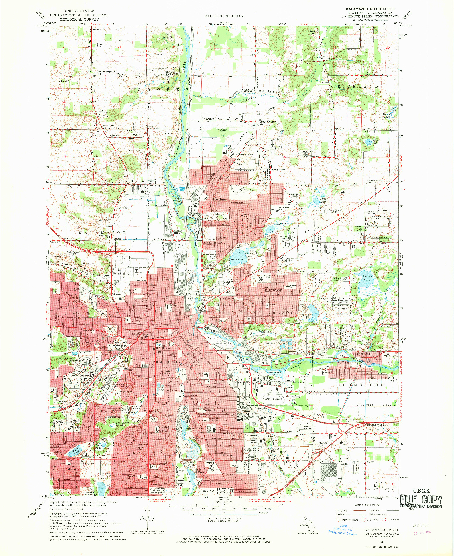 USGS 1:24000-SCALE QUADRANGLE FOR KALAMAZOO, MI 1967