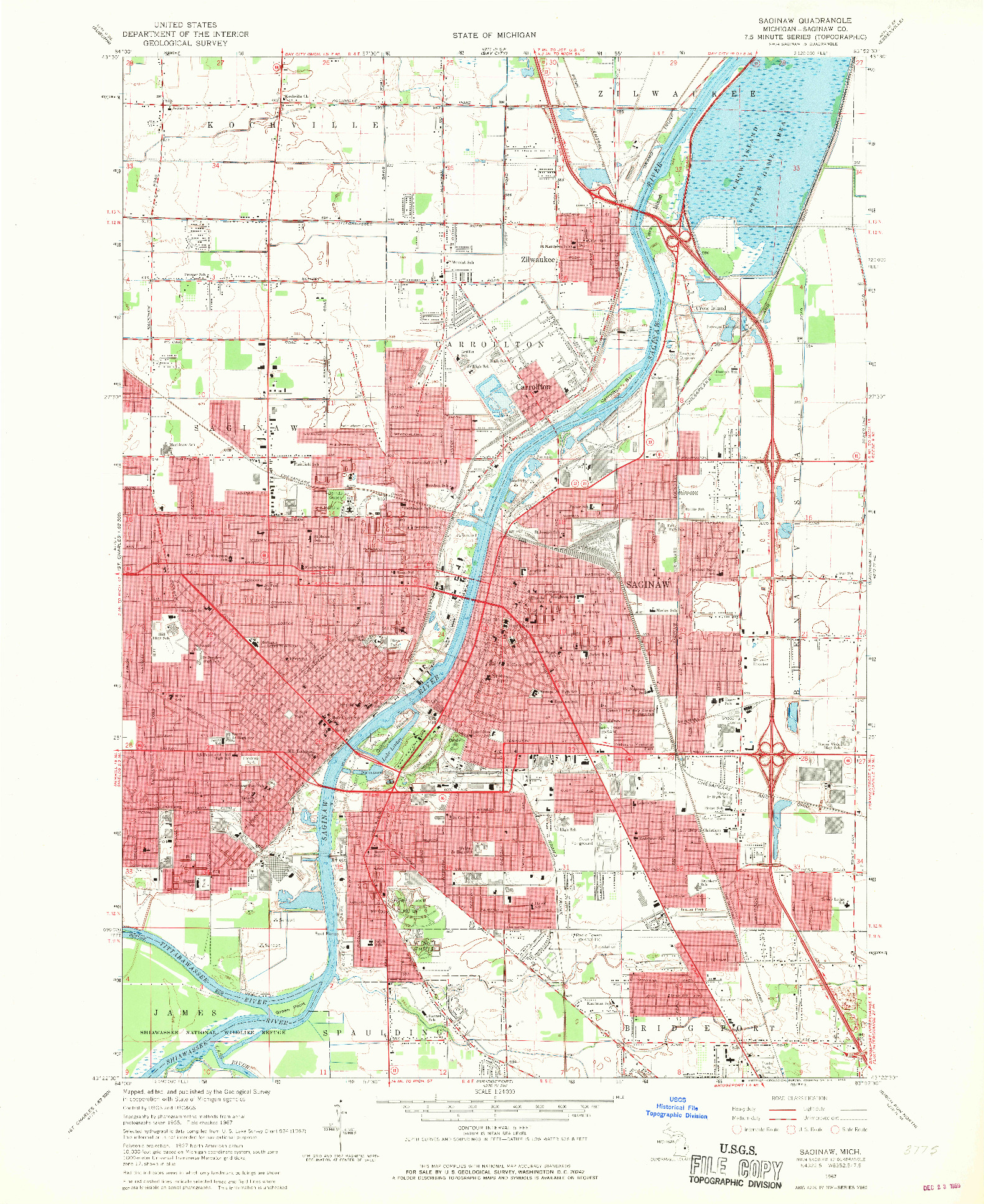 USGS 1:24000-SCALE QUADRANGLE FOR SAGINAW, MI 1967