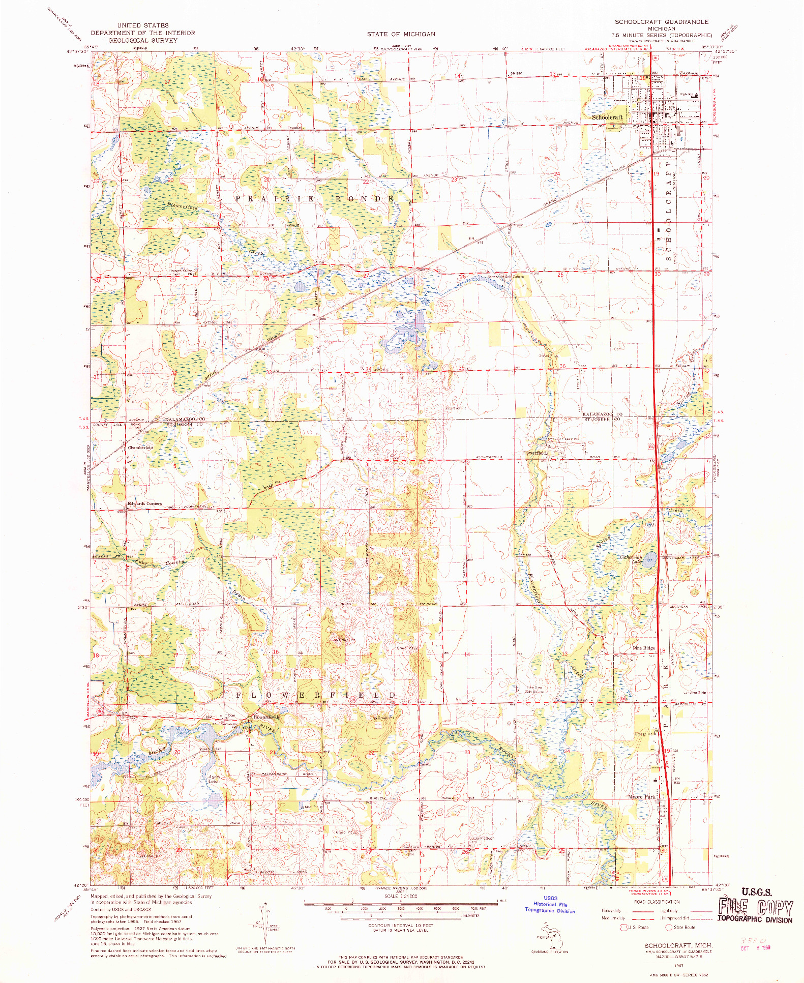 USGS 1:24000-SCALE QUADRANGLE FOR SCHOOLCRAFT, MI 1967