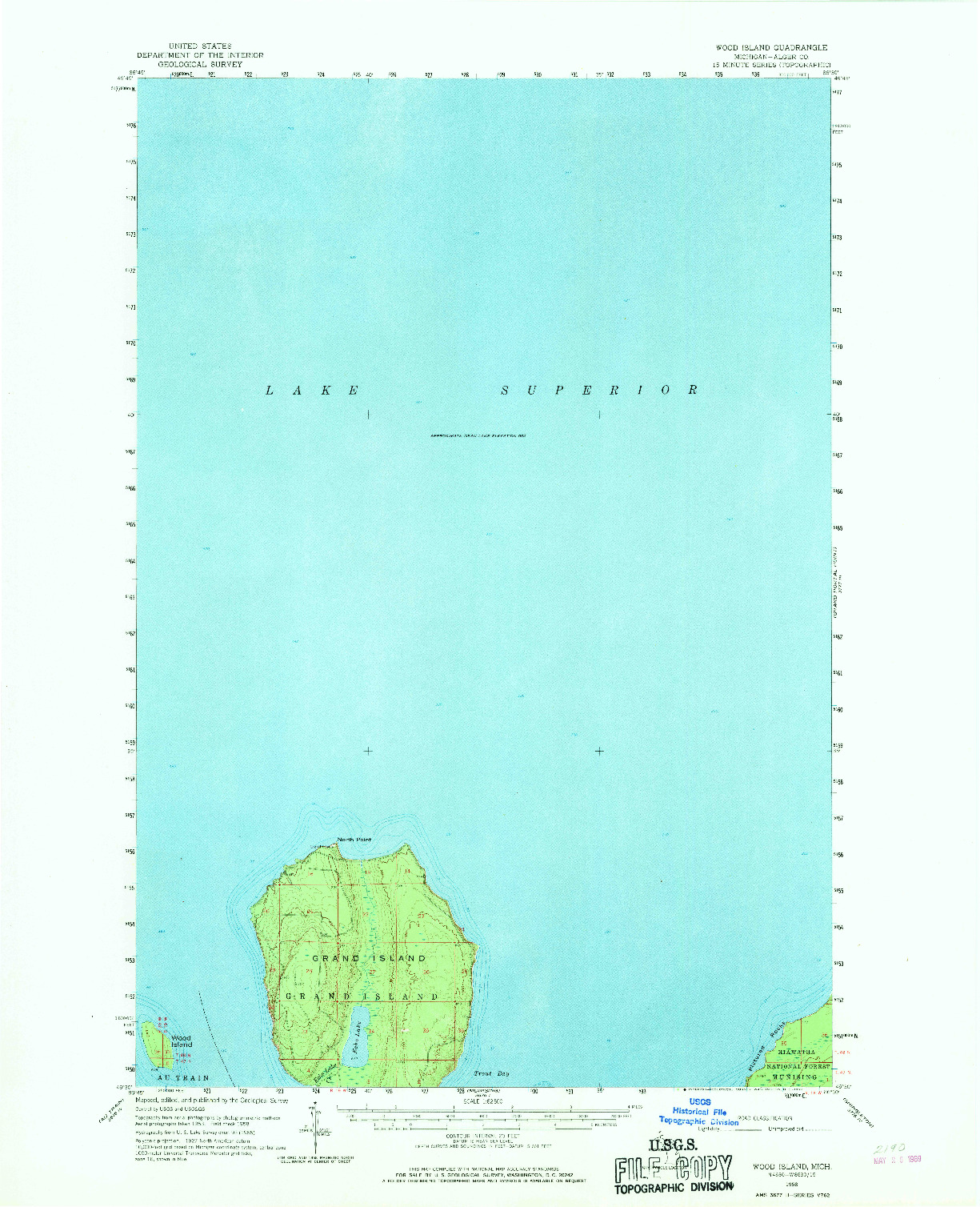 USGS 1:62500-SCALE QUADRANGLE FOR WOOD ISLAND, MI 1958