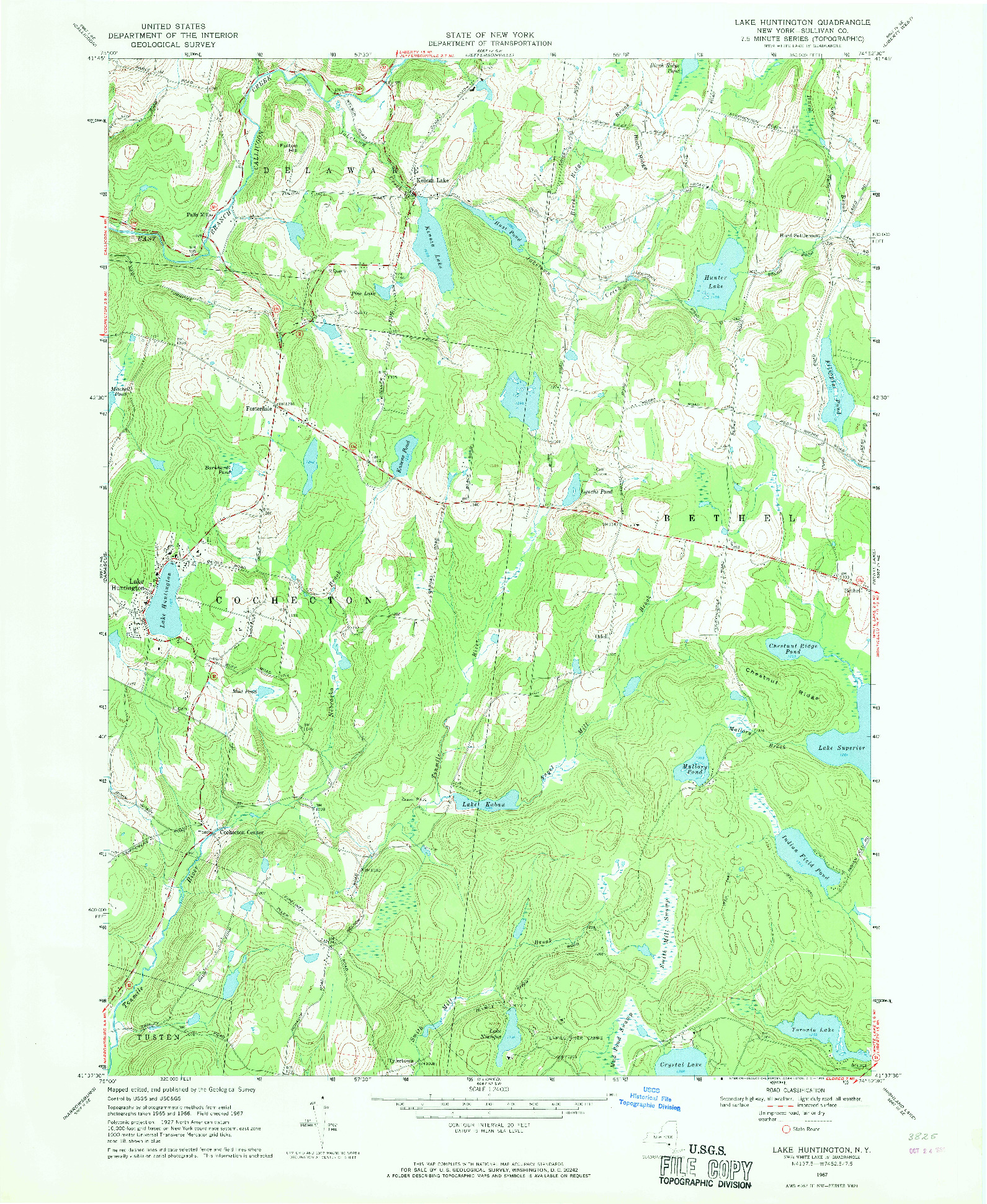 USGS 1:24000-SCALE QUADRANGLE FOR LAKE HUNTINGTON, NY 1967