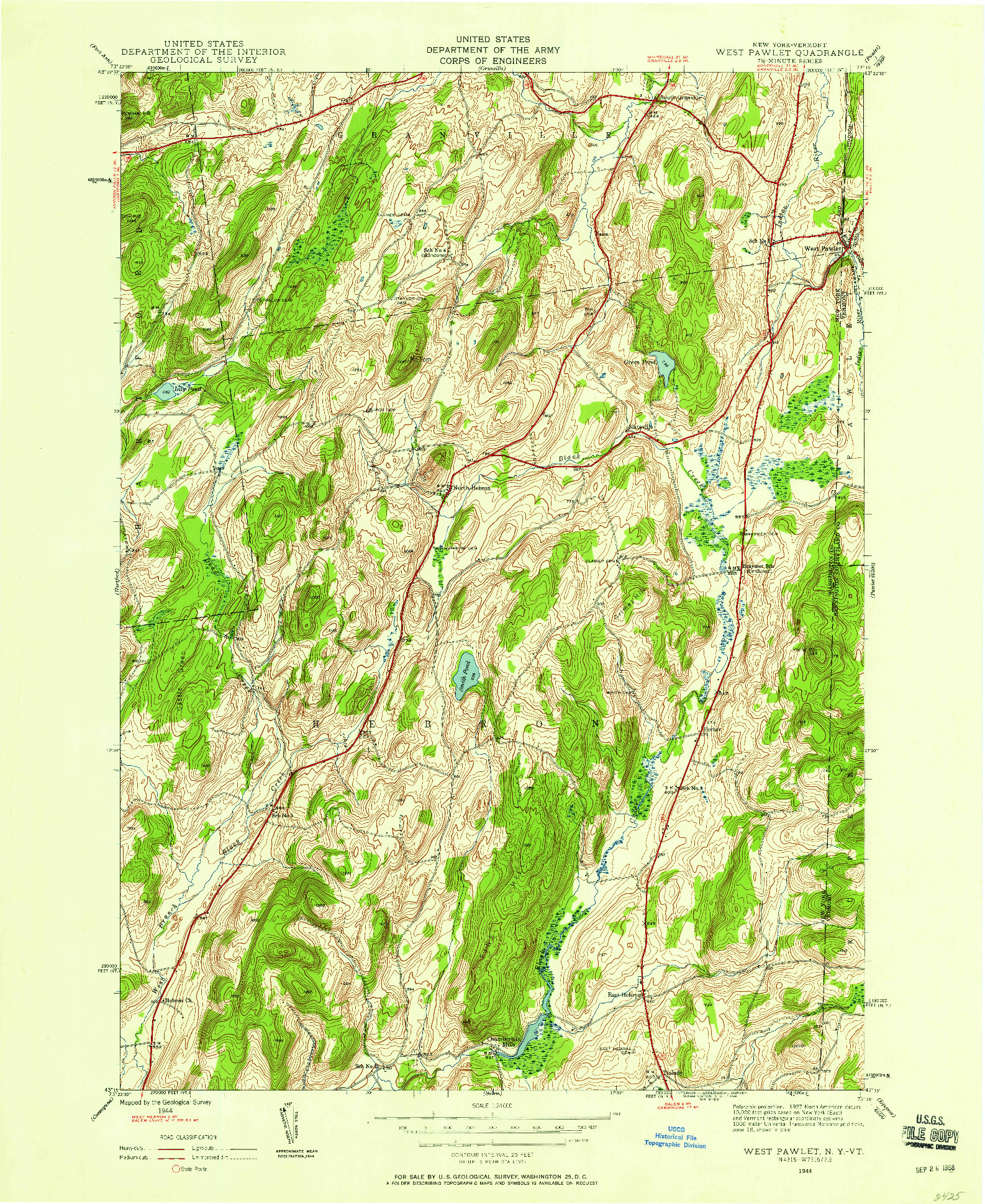 USGS 1:24000-SCALE QUADRANGLE FOR WEST PAWLET, NY 1944