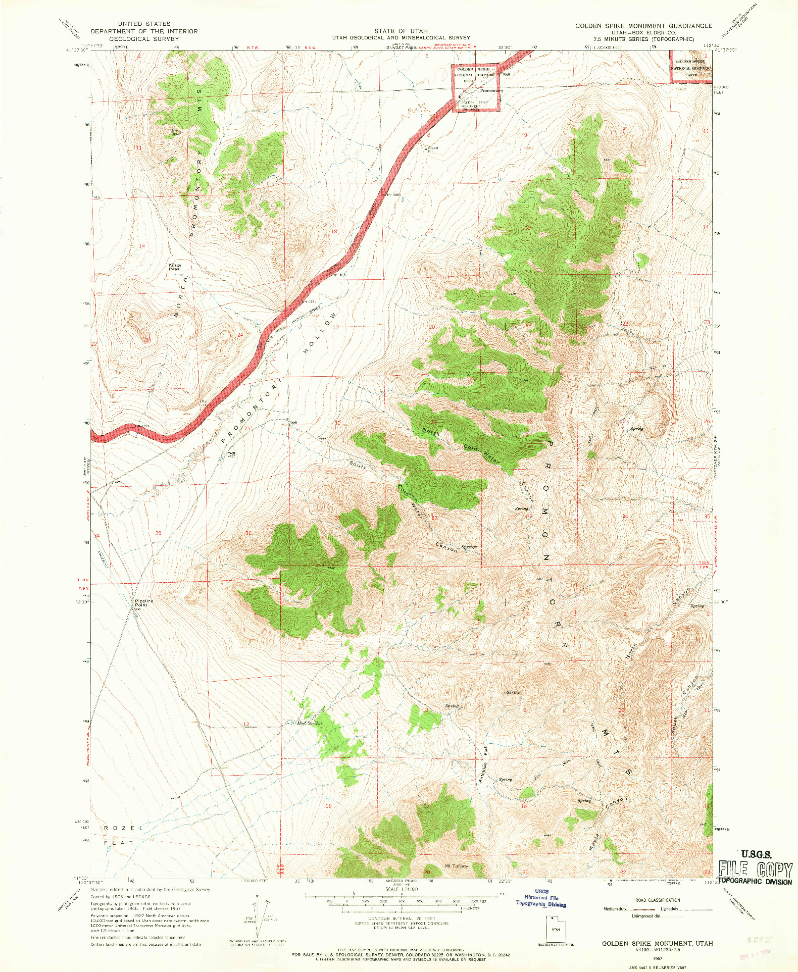 USGS 1:24000-SCALE QUADRANGLE FOR GOLDEN SPIKE MONUMENT, UT 1967