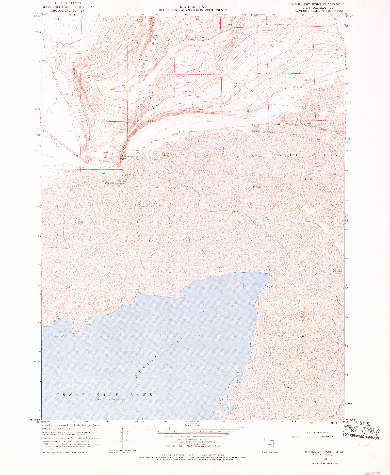 USGS 1:24000-SCALE QUADRANGLE FOR MONUMENT POINT, UT 1968