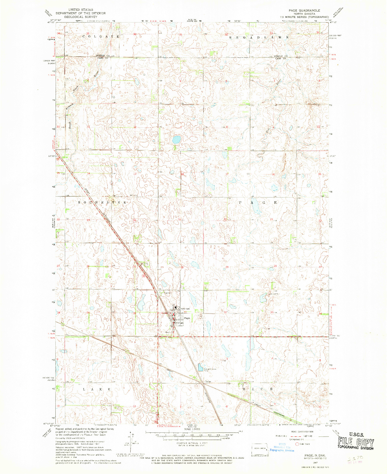USGS 1:24000-SCALE QUADRANGLE FOR PAGE, ND 1967