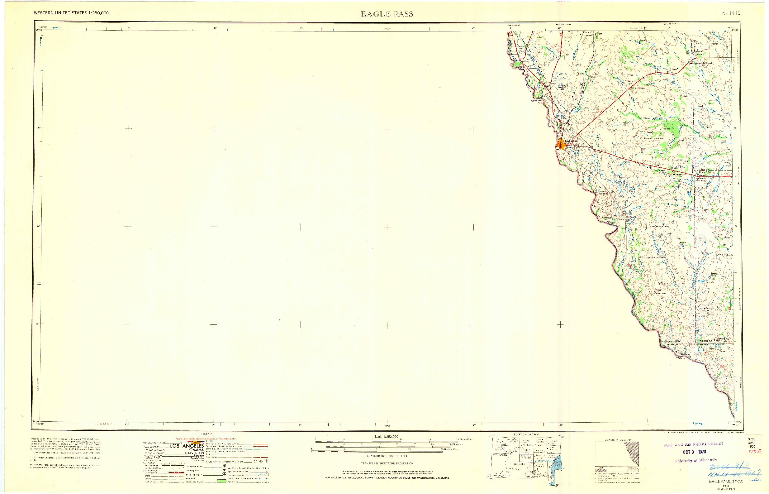 USGS 1:250000-SCALE QUADRANGLE FOR EAGLE PASS, TX 1958