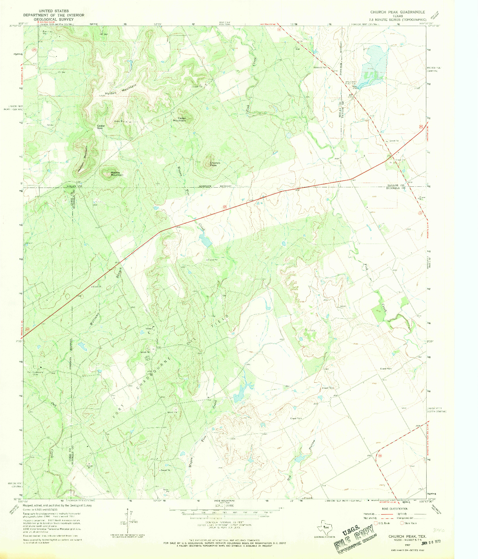 USGS 1:24000-SCALE QUADRANGLE FOR CHURCH PEAK, TX 1967