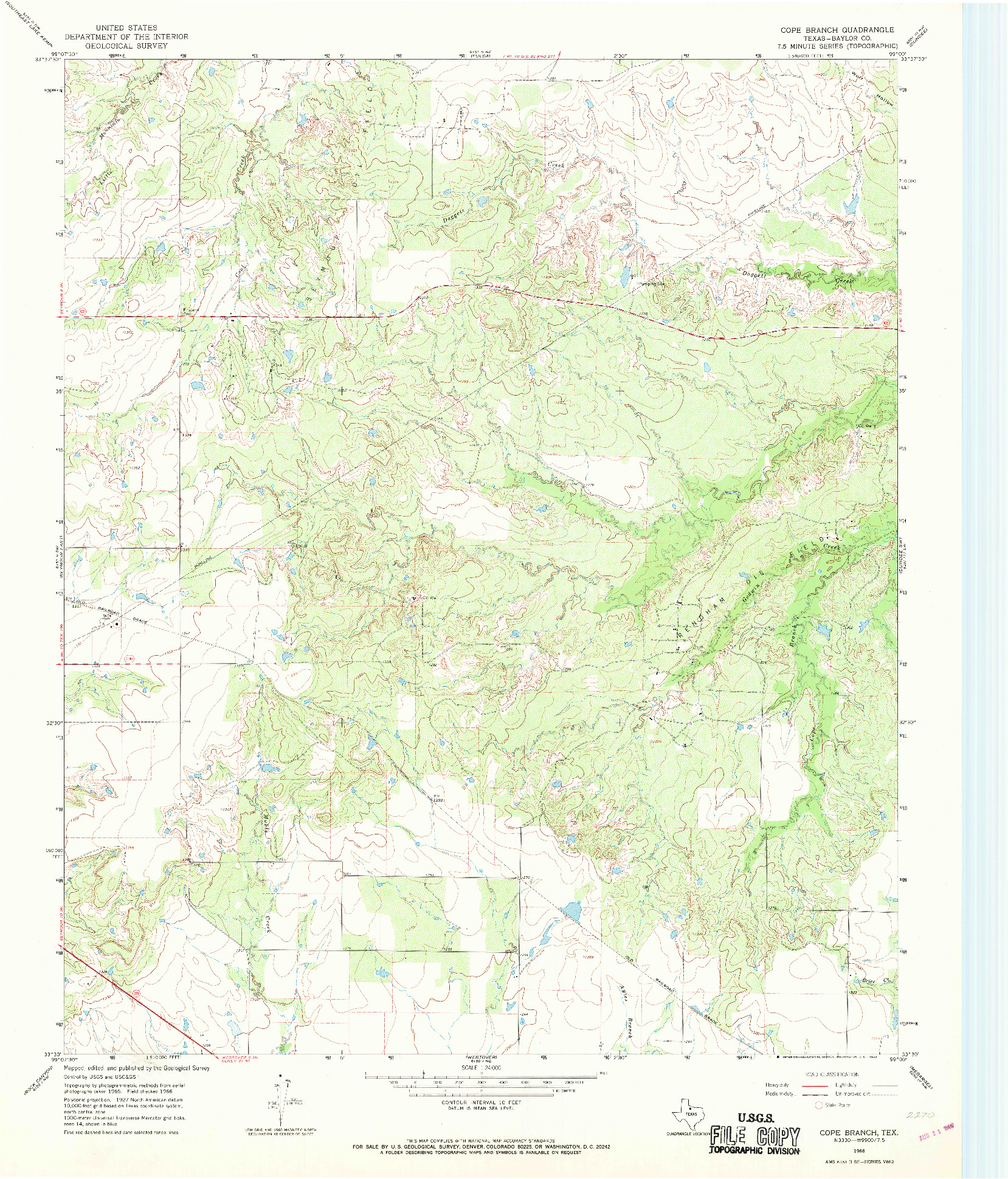 USGS 1:24000-SCALE QUADRANGLE FOR COPE BRANCH, TX 1966