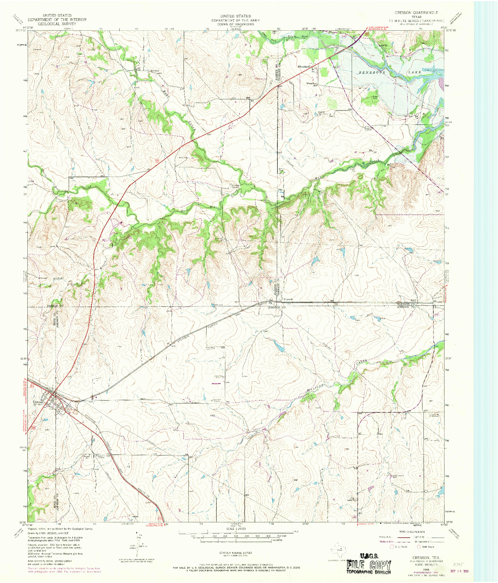 USGS 1:24000-SCALE QUADRANGLE FOR CRESSON, TX 1955