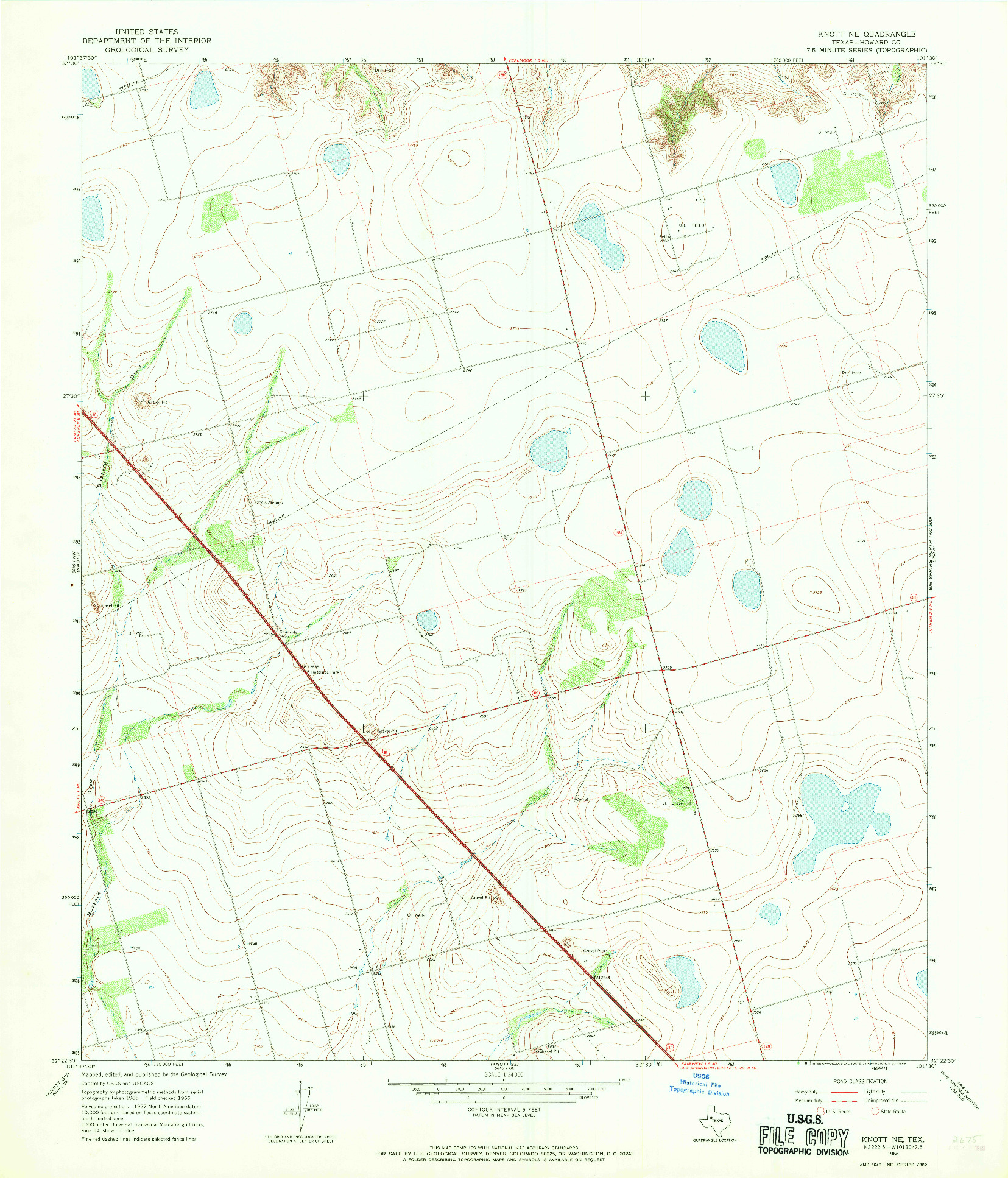 USGS 1:24000-SCALE QUADRANGLE FOR KNOTT NE, TX 1966