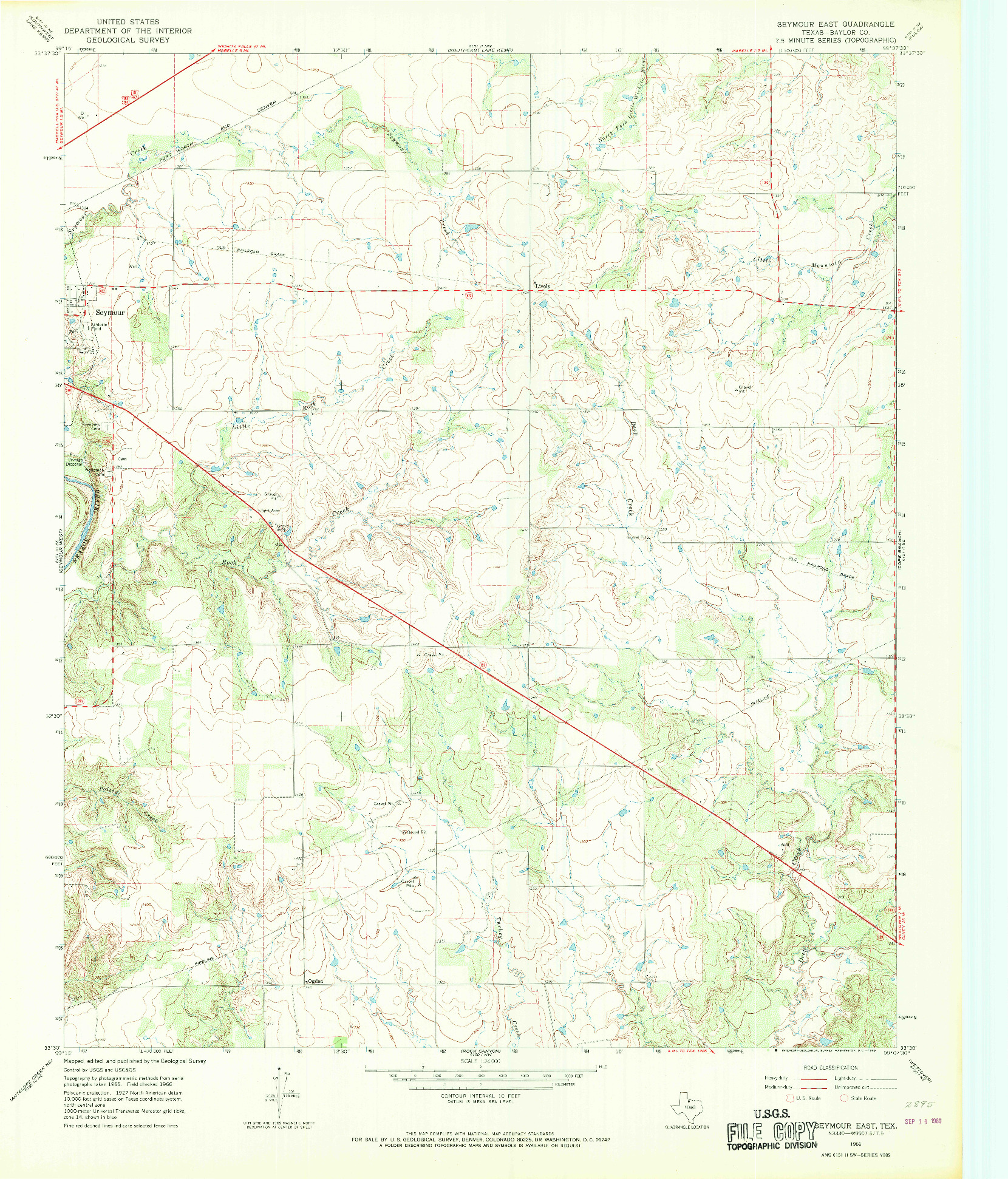 USGS 1:24000-SCALE QUADRANGLE FOR SEYMOUR EAST, TX 1966