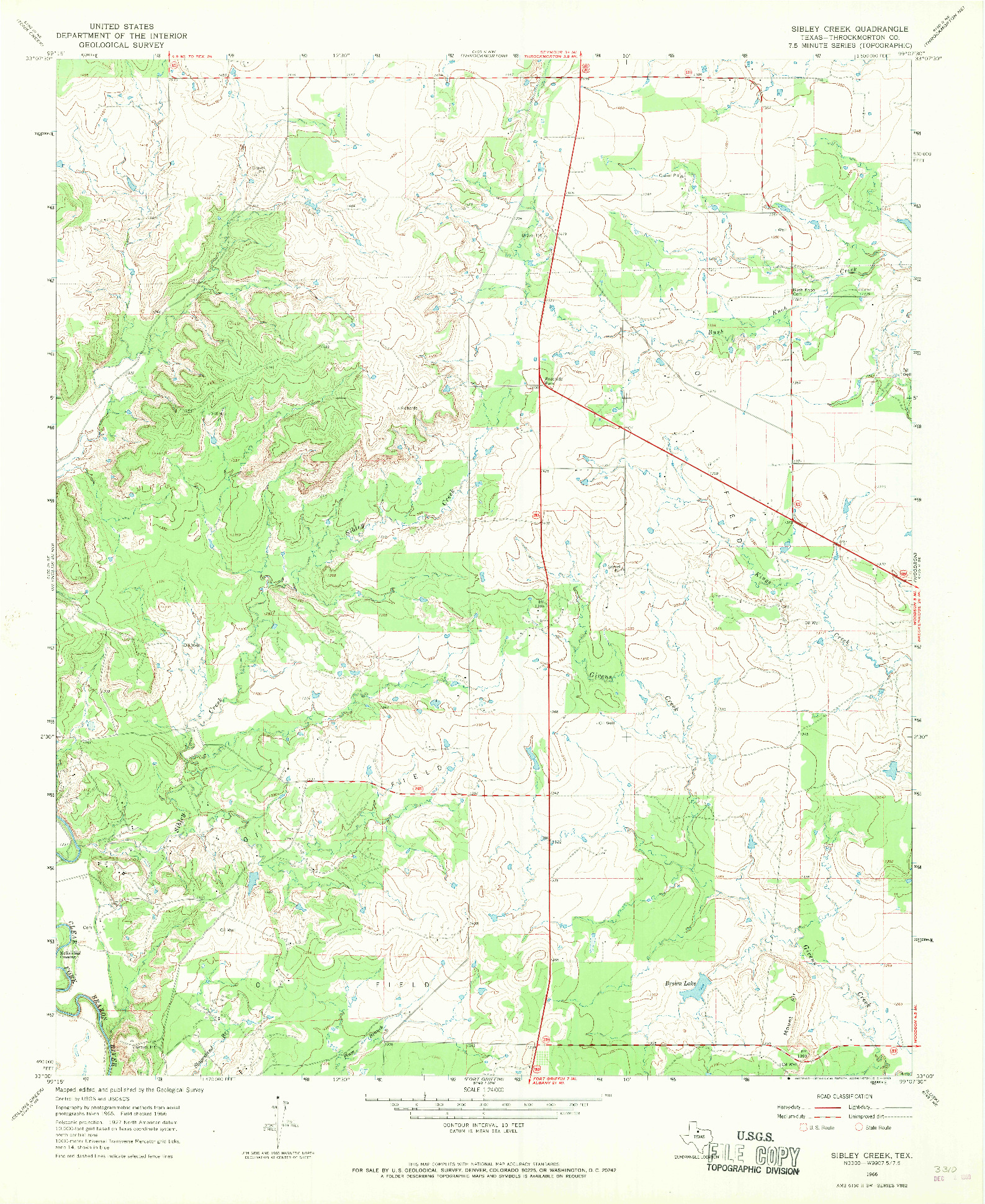 USGS 1:24000-SCALE QUADRANGLE FOR SIBLEY CREEK, TX 1966