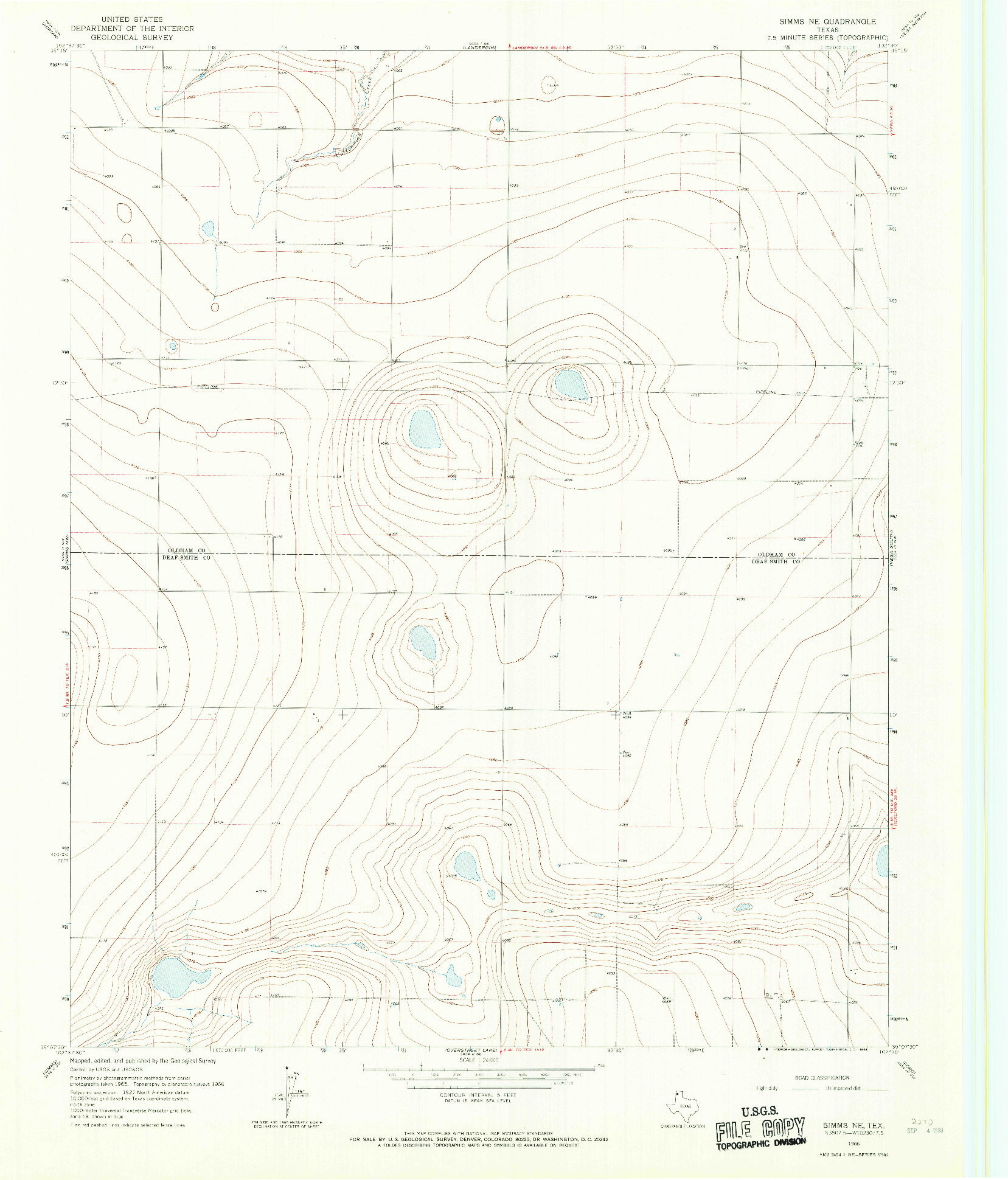 USGS 1:24000-SCALE QUADRANGLE FOR SIMMS NE, TX 1966