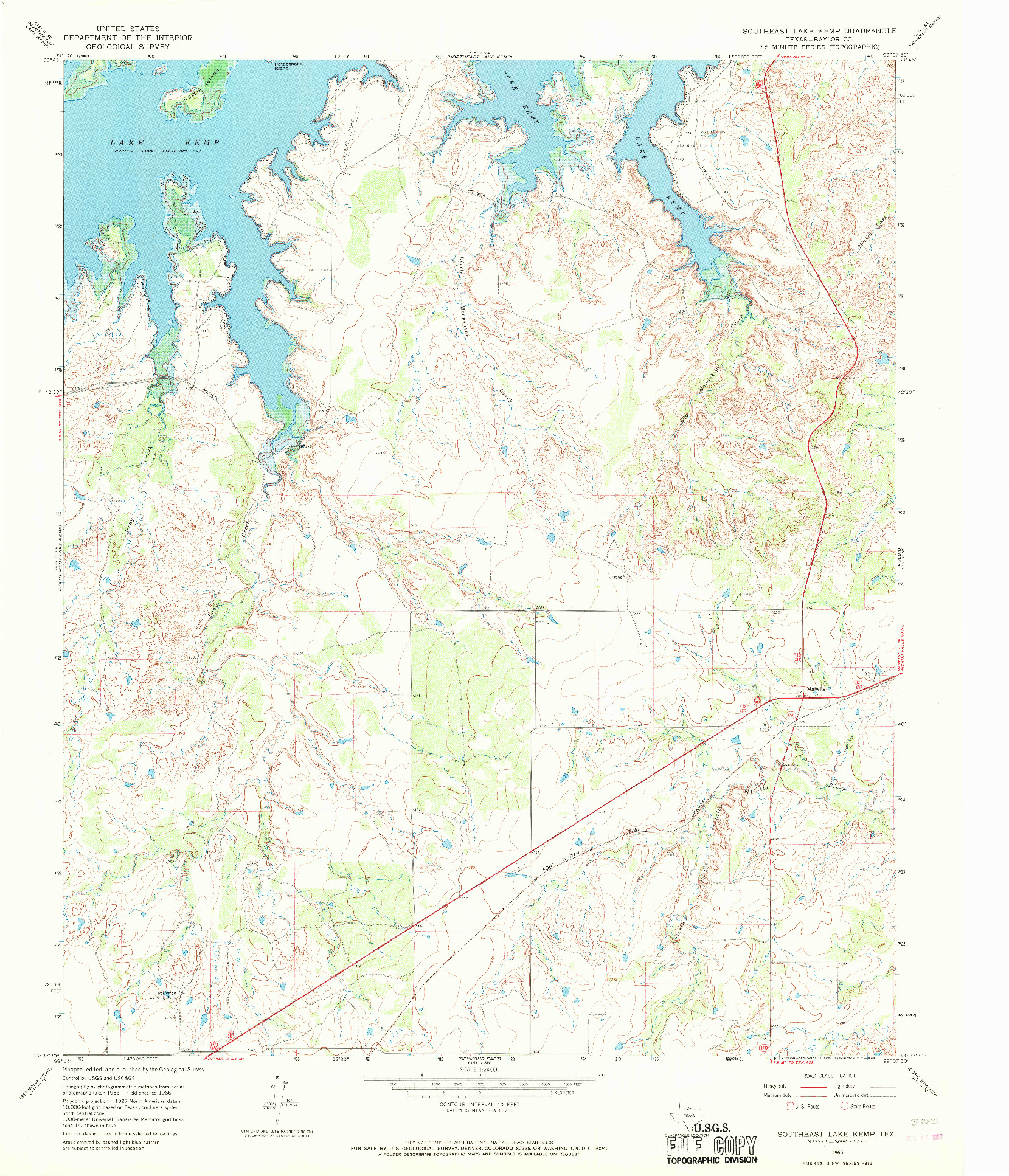 USGS 1:24000-SCALE QUADRANGLE FOR SOUTHEAST LAKE KEMP, TX 1966