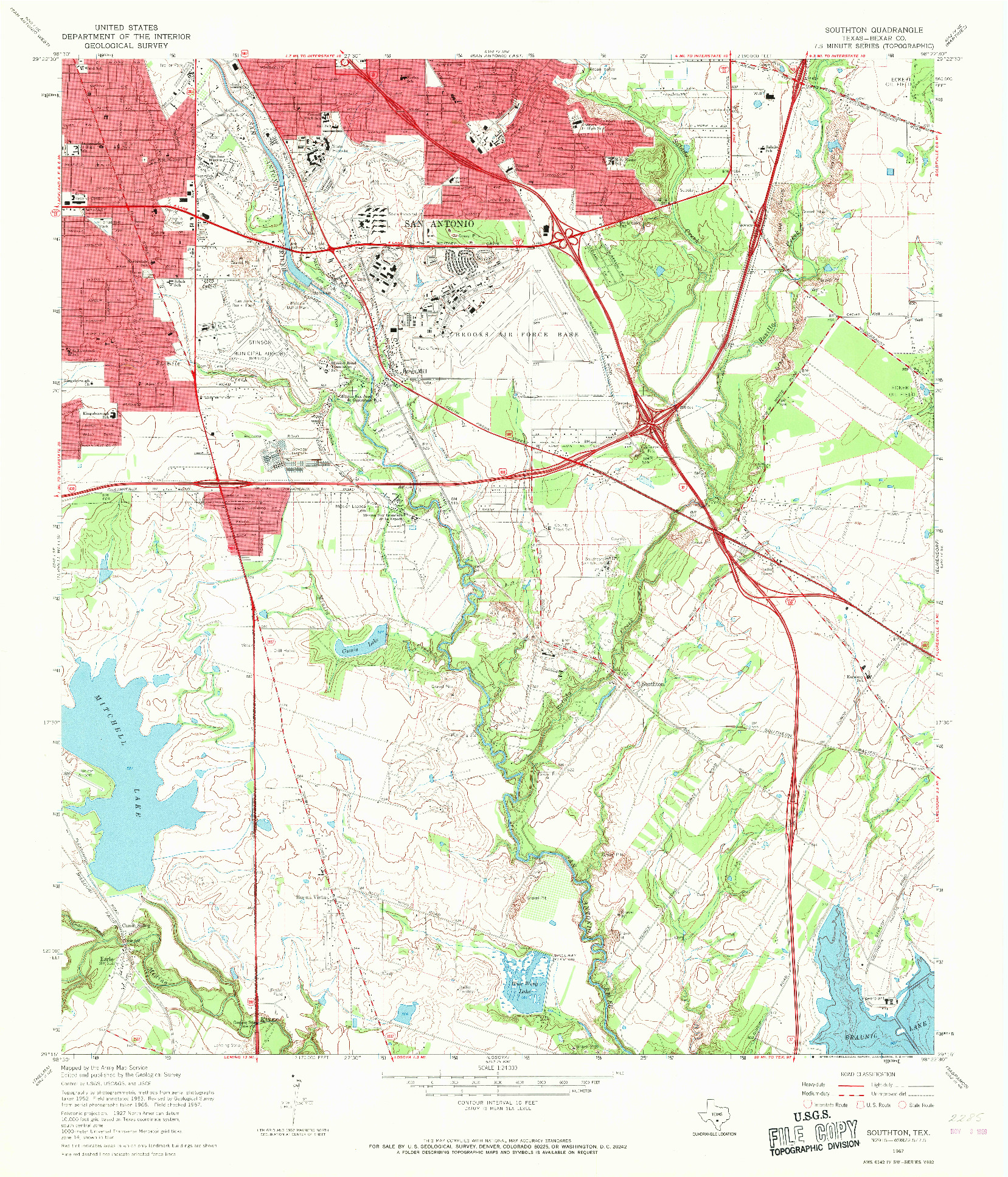 USGS 1:24000-SCALE QUADRANGLE FOR SOUTHTON, TX 1967