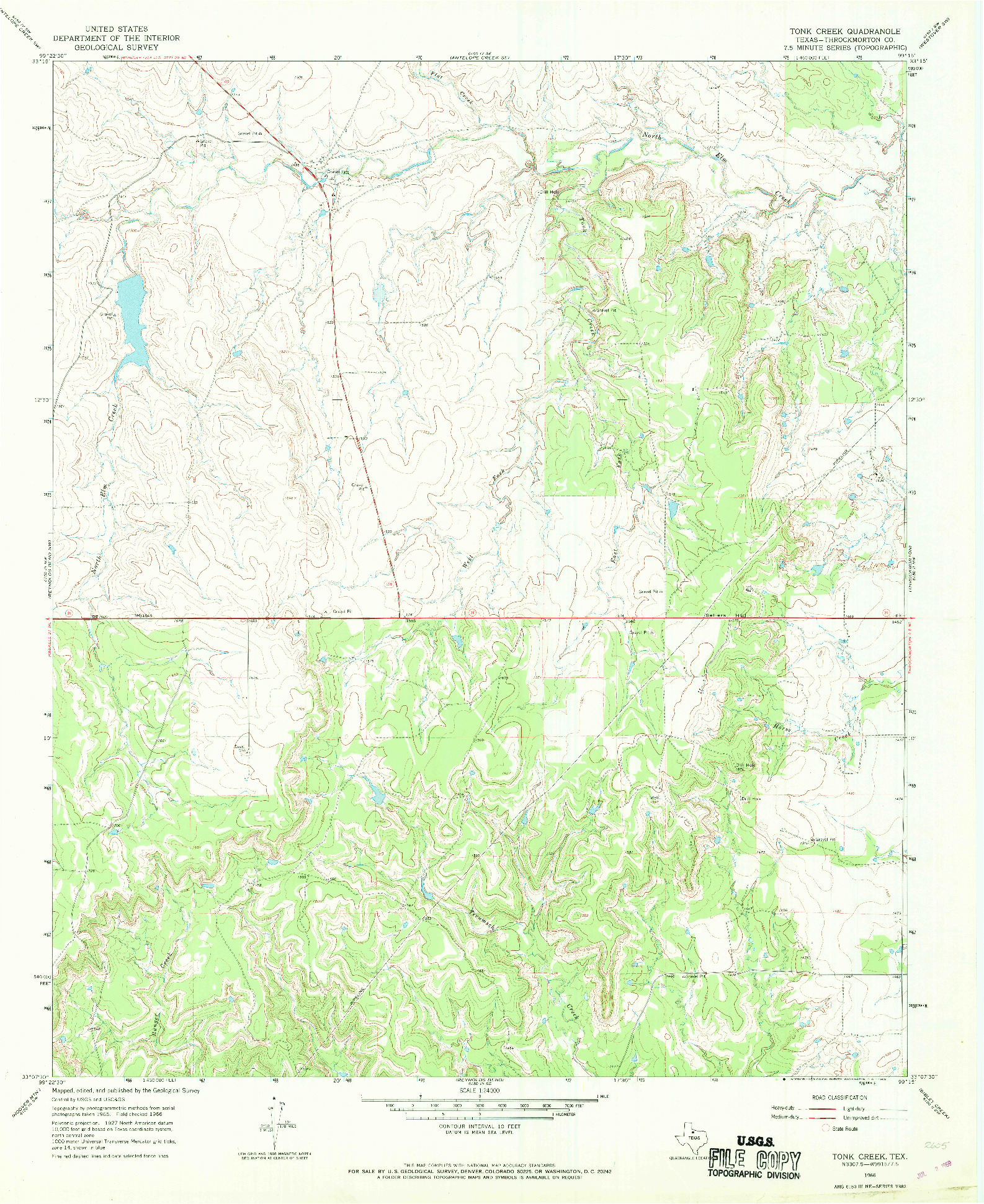 USGS 1:24000-SCALE QUADRANGLE FOR TONK CREEK, TX 1966