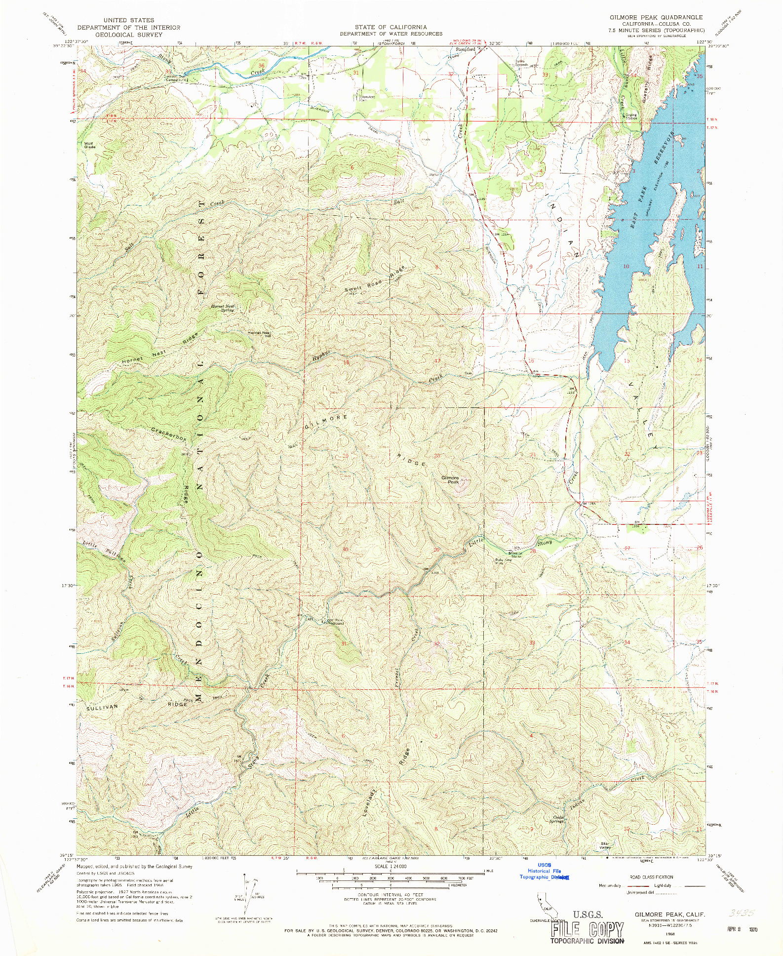 USGS 1:24000-SCALE QUADRANGLE FOR GILMORE PEAK, CA 1968