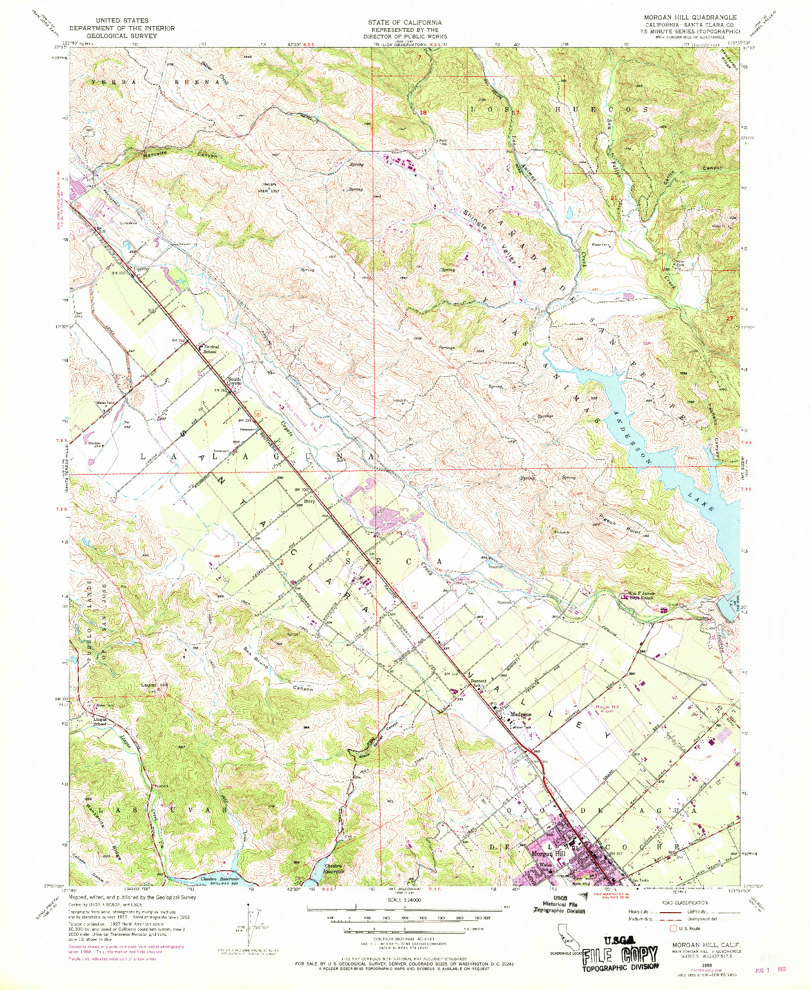 USGS 1:24000-SCALE QUADRANGLE FOR MORGAN HILL, CA 1955