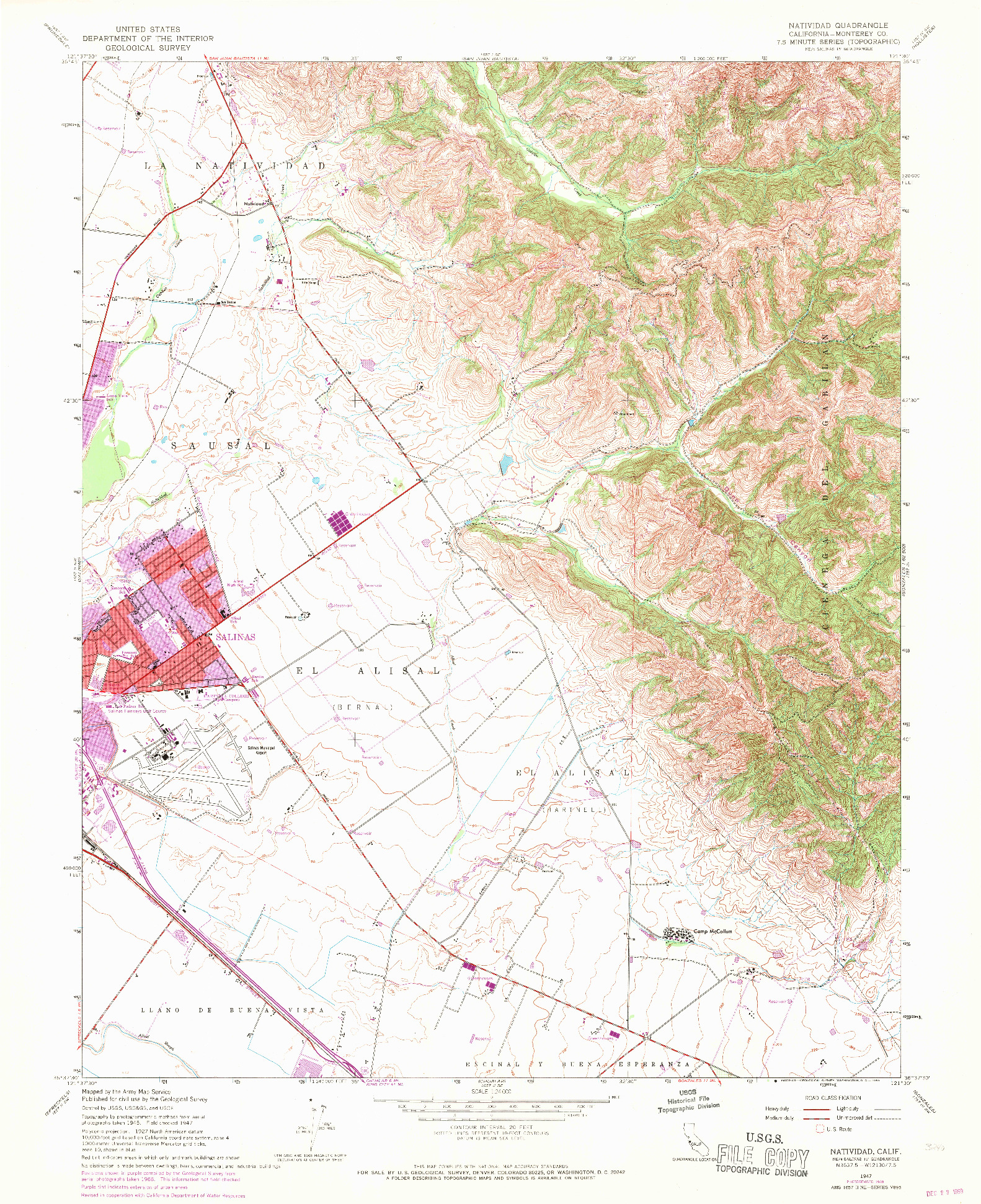 USGS 1:24000-SCALE QUADRANGLE FOR NATIVIDAD, CA 1947