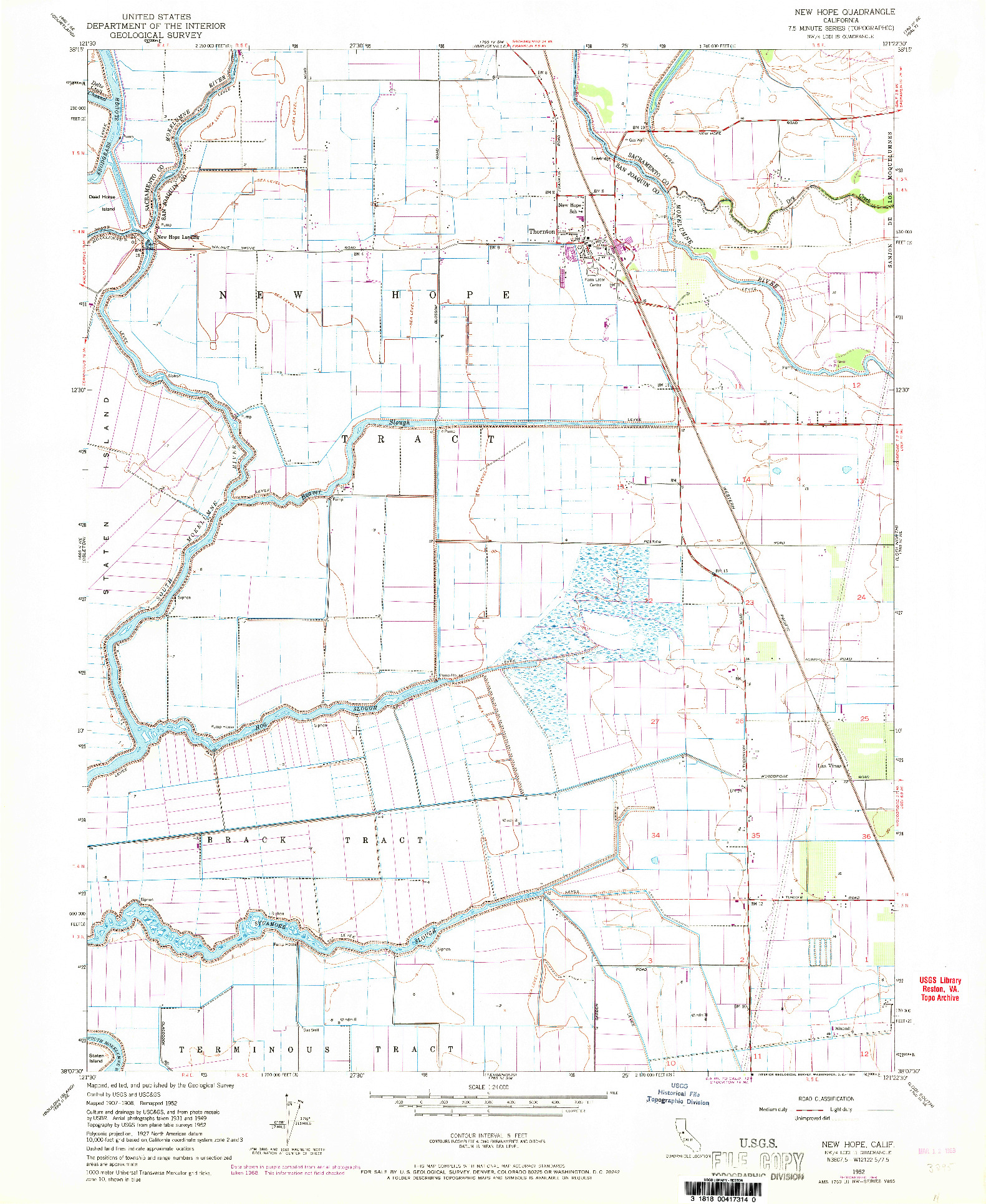 USGS 1:24000-SCALE QUADRANGLE FOR NEW HOPE, CA 1952