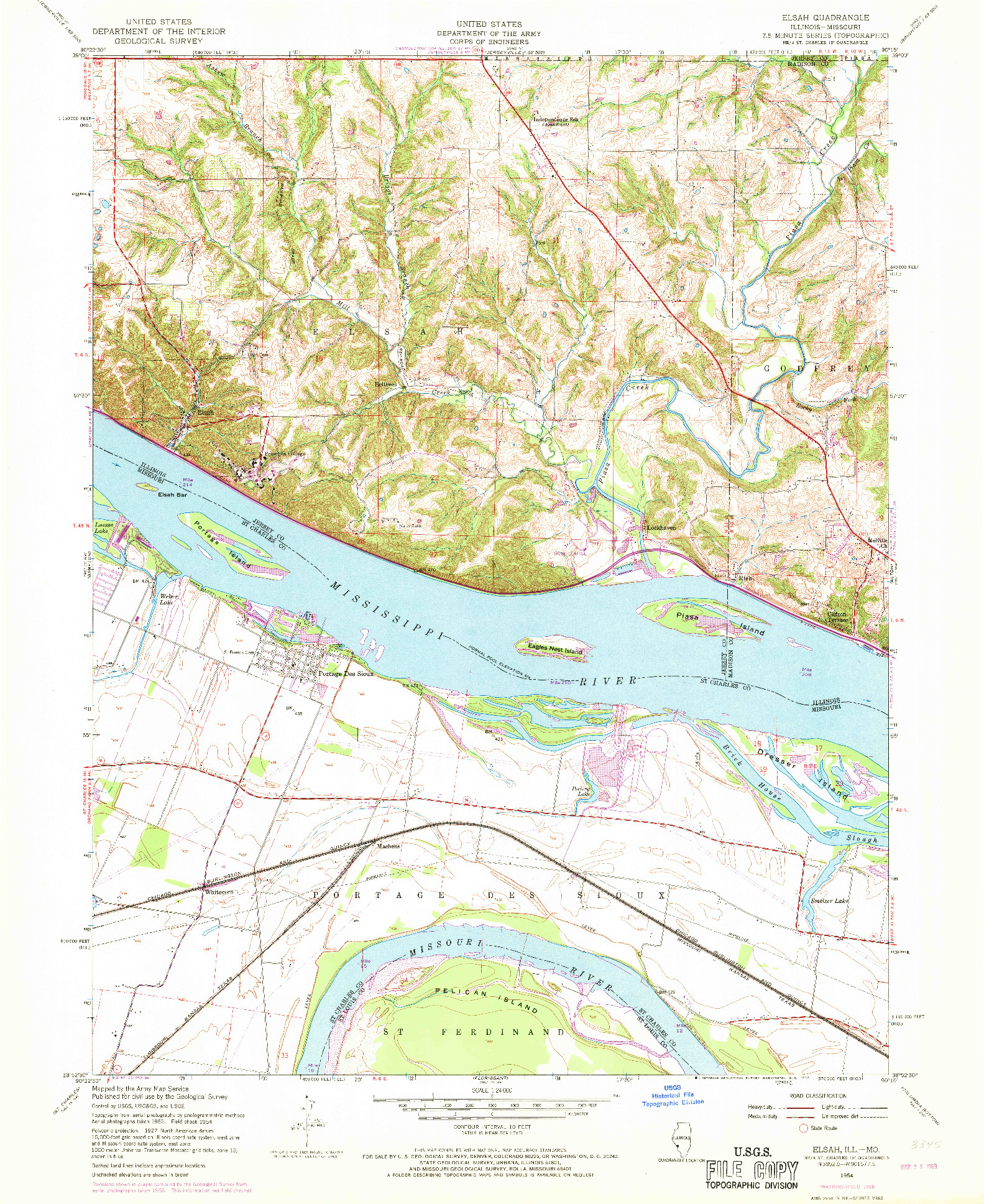 USGS 1:24000-SCALE QUADRANGLE FOR ELSAH, IL 1954