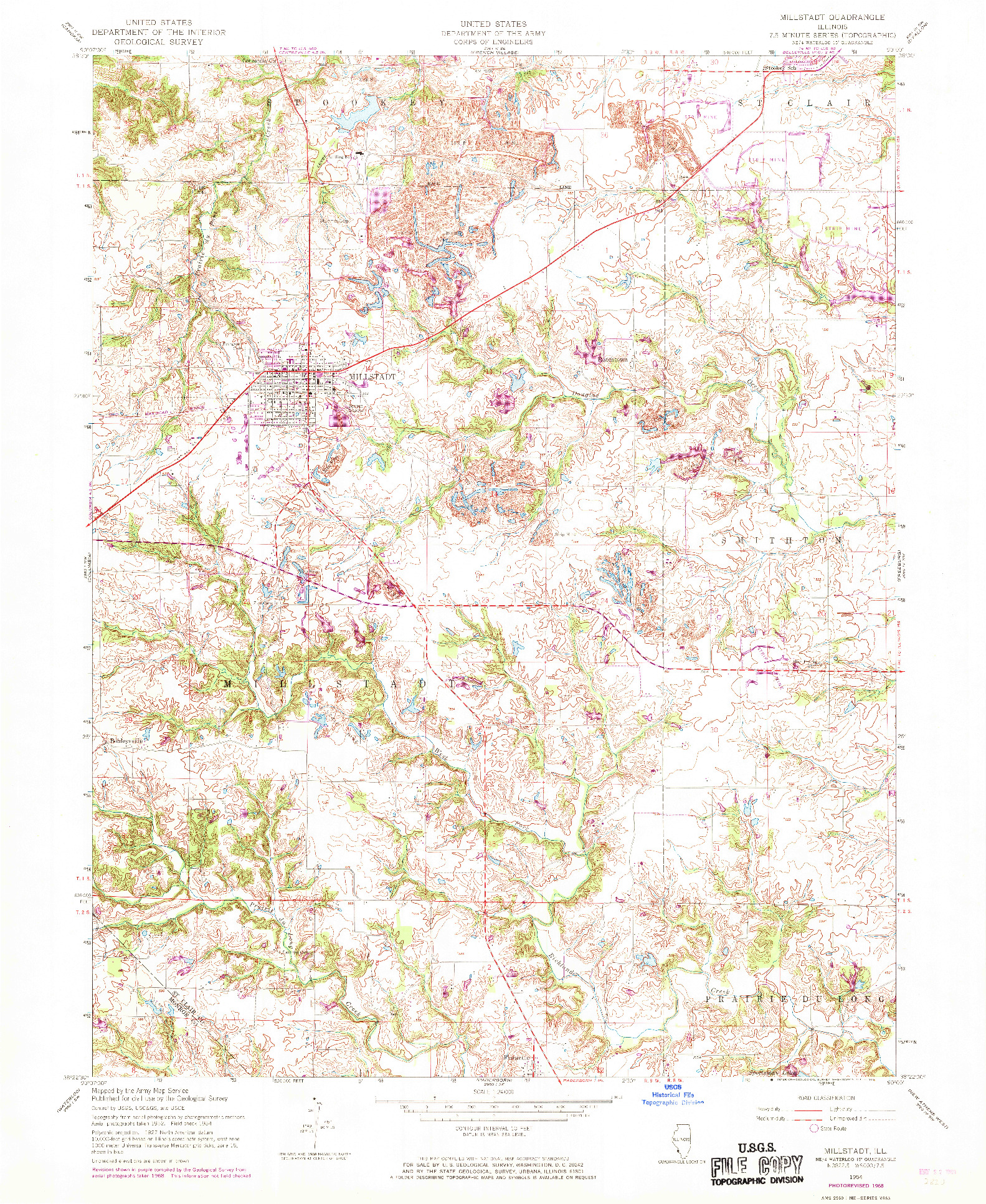 USGS 1:24000-SCALE QUADRANGLE FOR MILLSTADT, IL 1954