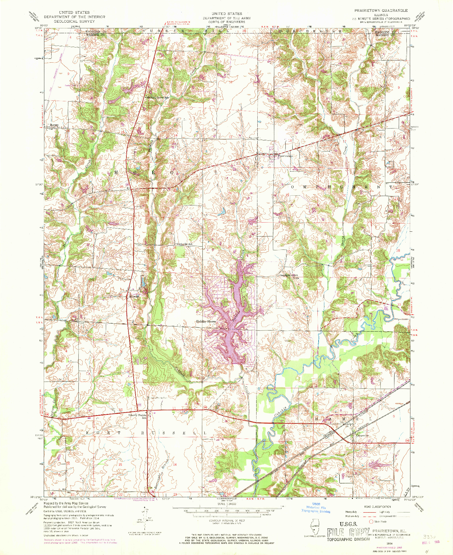 USGS 1:24000-SCALE QUADRANGLE FOR PRAIRIETOWN, IL 1954