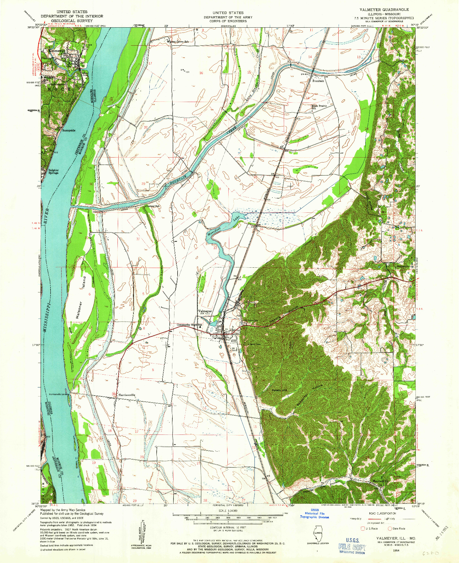 USGS 1:24000-SCALE QUADRANGLE FOR VALMEYER, IL 1954