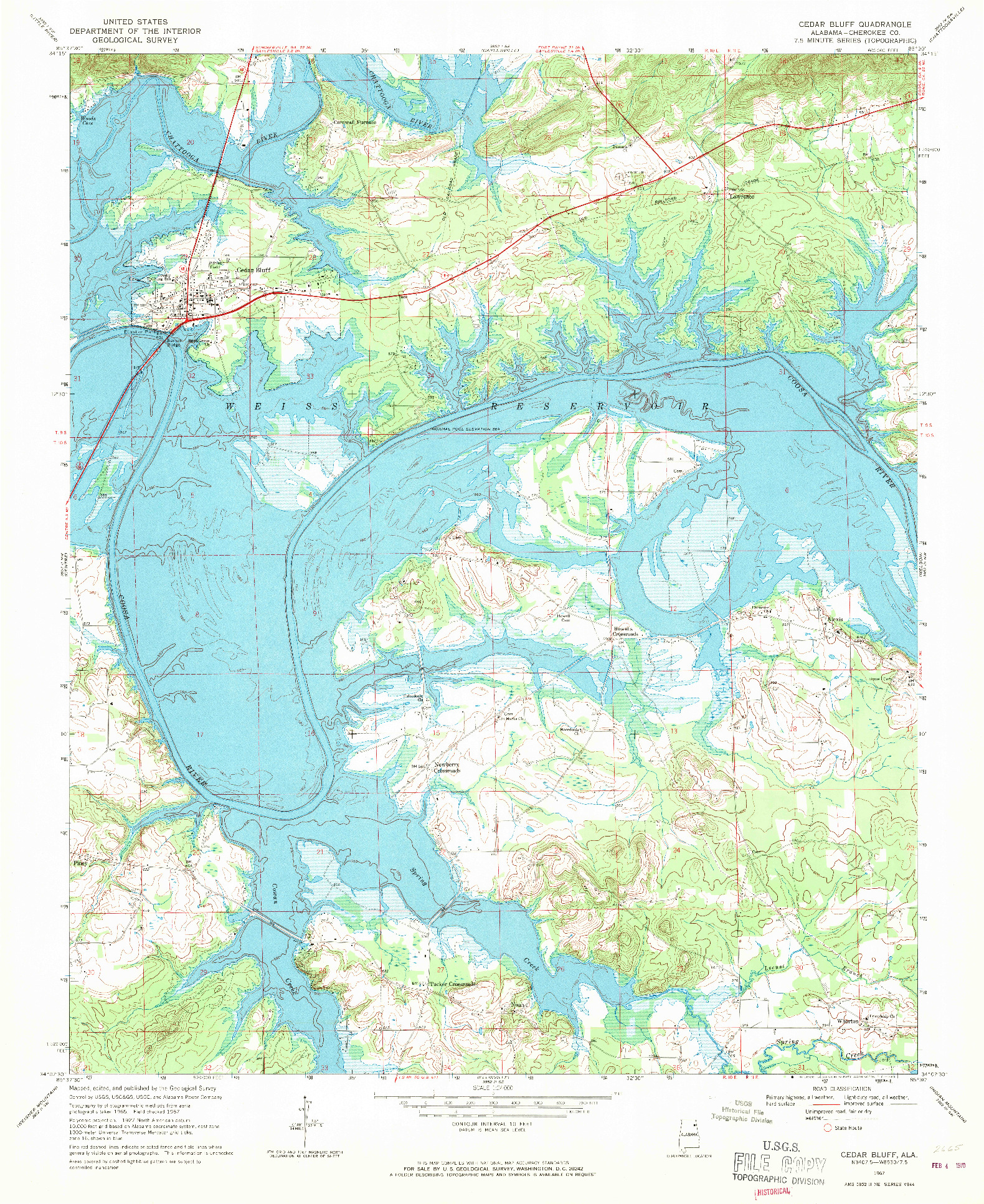 USGS 1:24000-SCALE QUADRANGLE FOR CEDAR BLUFF, AL 1967