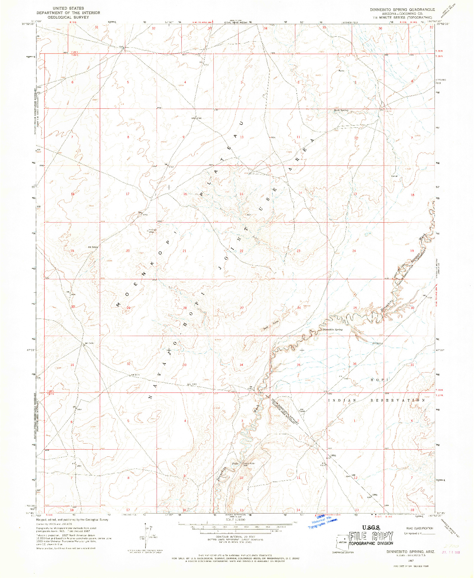 USGS 1:24000-SCALE QUADRANGLE FOR DINNEBITO SPRING, AZ 1967