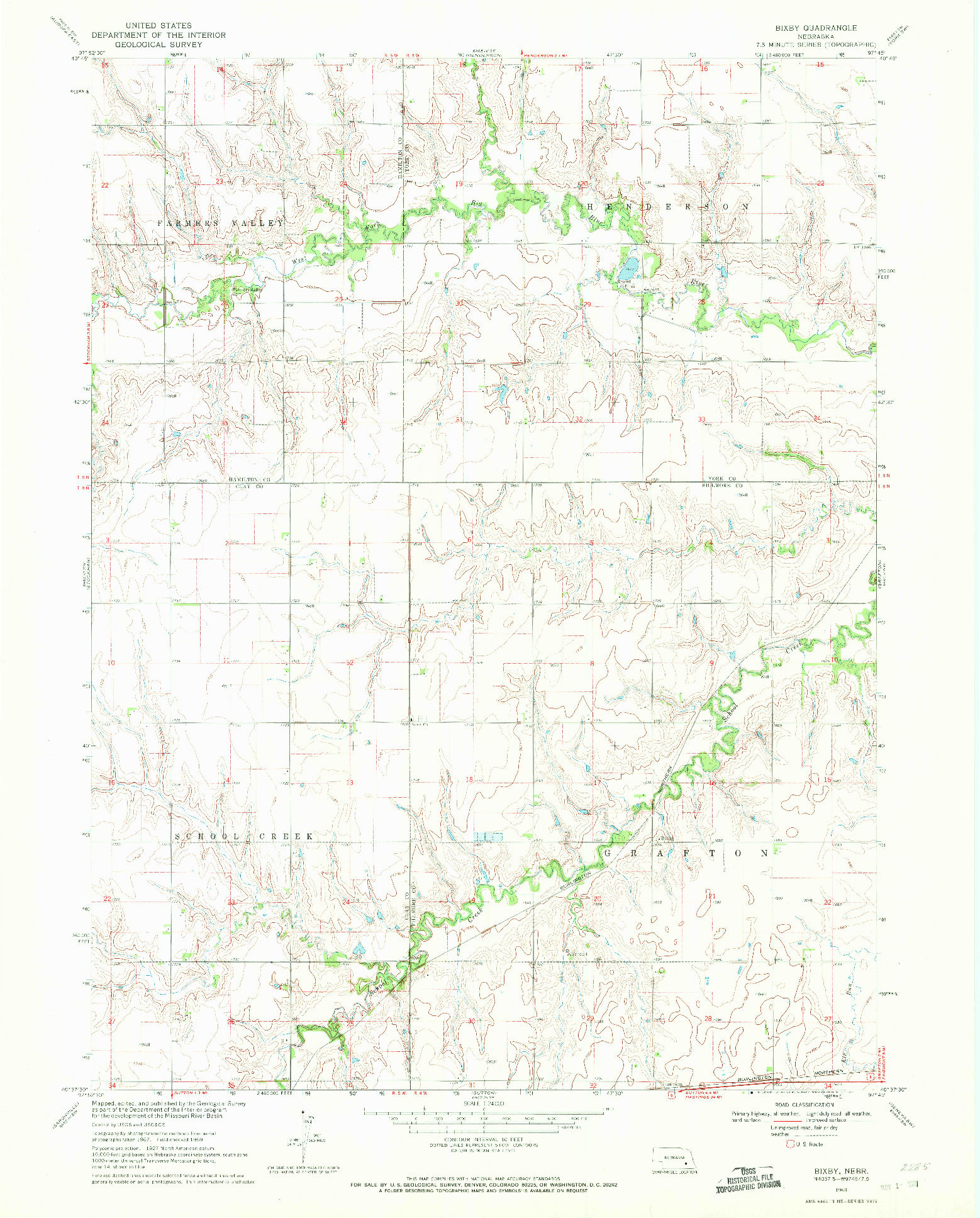 USGS 1:24000-SCALE QUADRANGLE FOR BIXBY, NE 1969